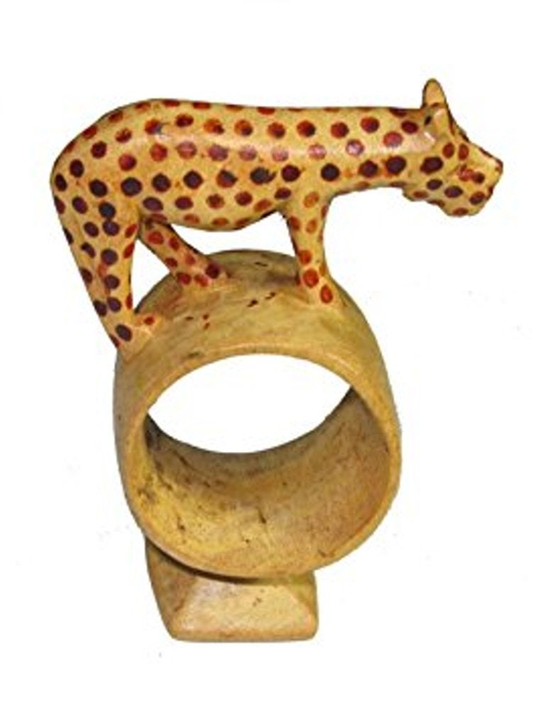Olive Wood Napkin Ring Elephant Rhino Lion Giraffe Designs Napkin Holder Set or Single  with Story-card