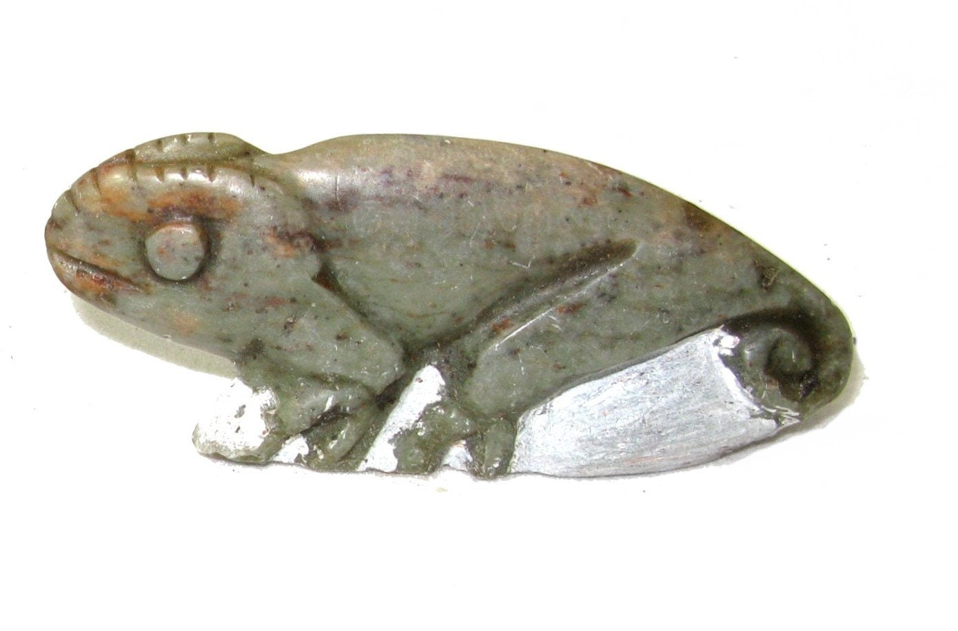 African Gecko Sculpture in Serpentine Stone African Lizard Chameleon Gecko Single / Double / Triple / Single Long with Story-card
