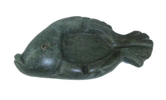 Stone Ashtray with Fish Design by Zimbabwe artists 22cm 1kg with Storycard