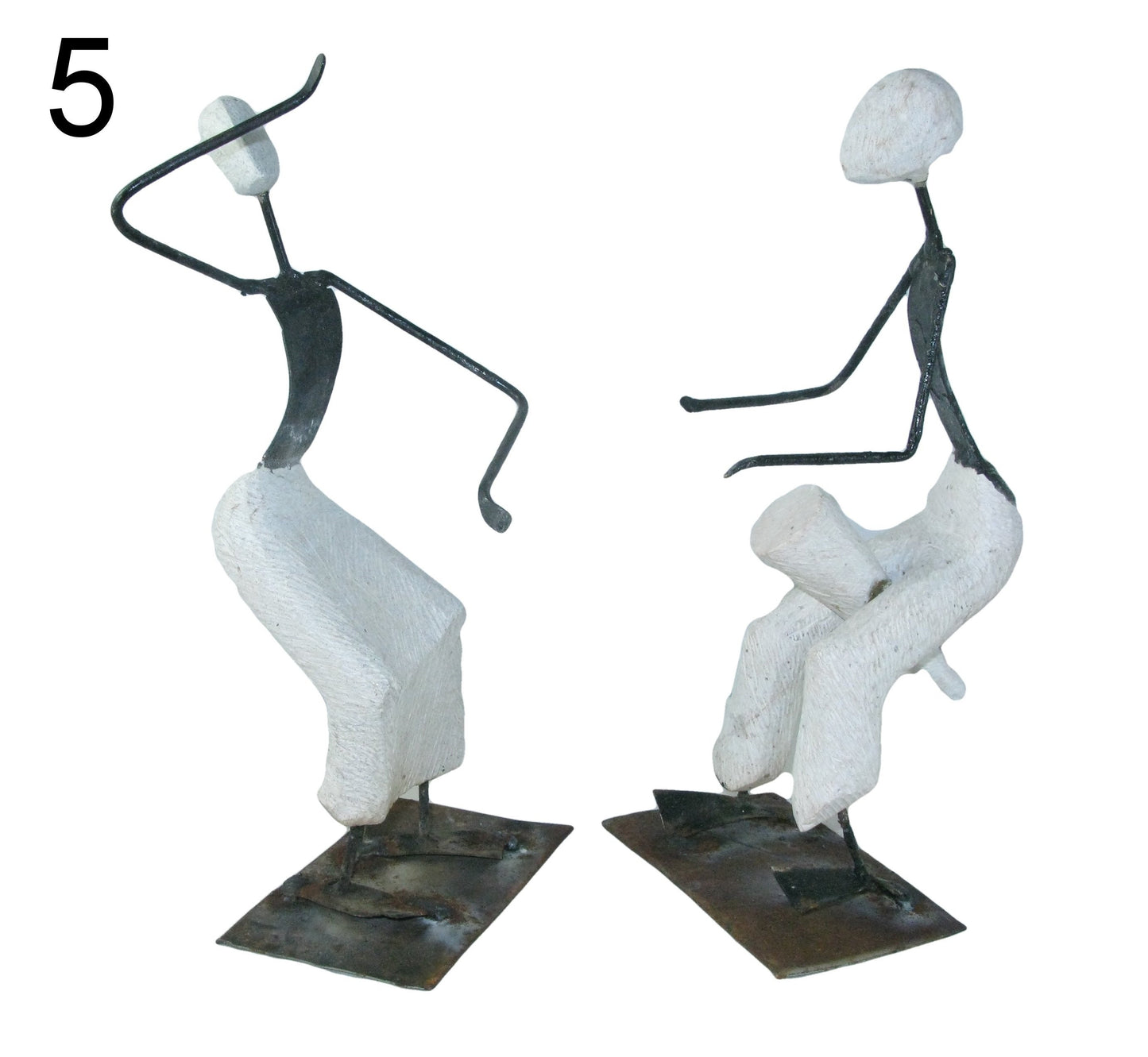 African Dancers Stone & Metal Sculptures from Zimbabwe 24m Tall Pair with Storycard Choose Your Unique Pair