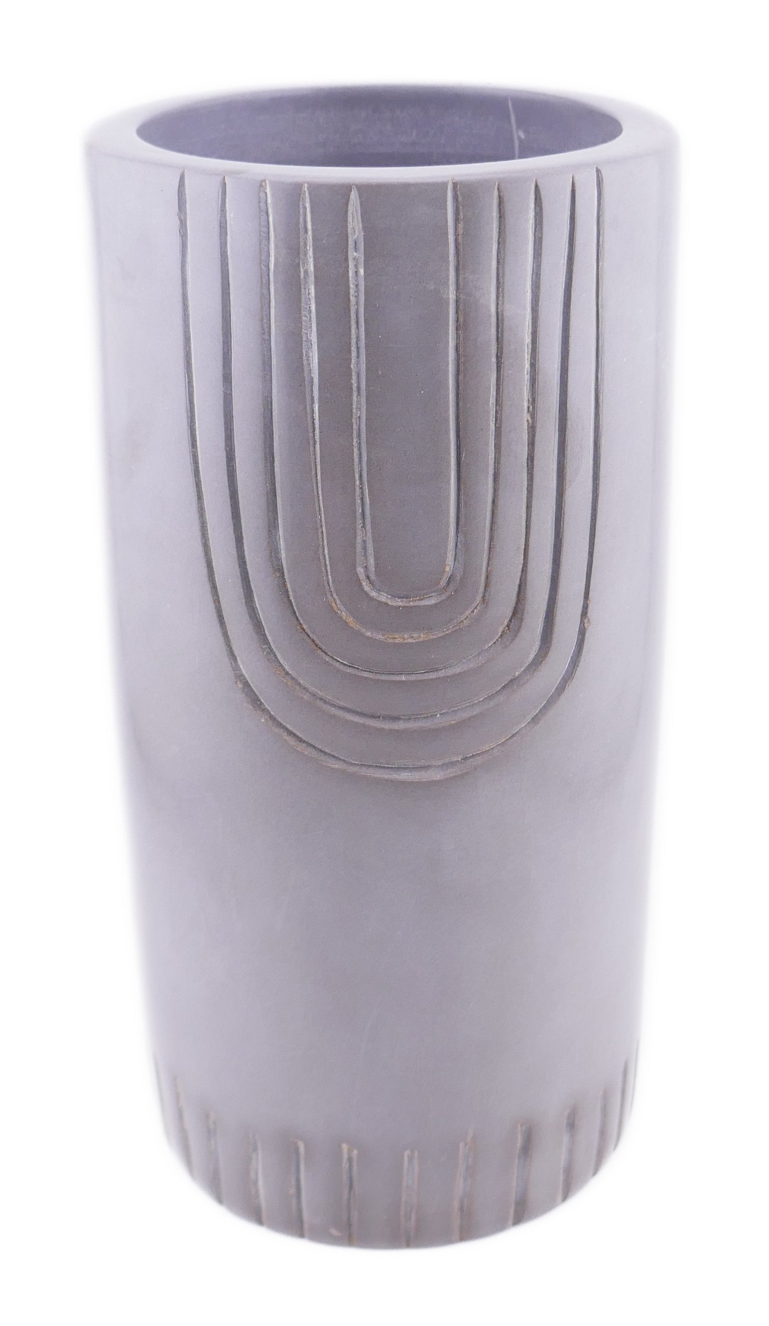 Tall Grey Stone Decorated Planter // hand made 20 cm with Storycard in two designs