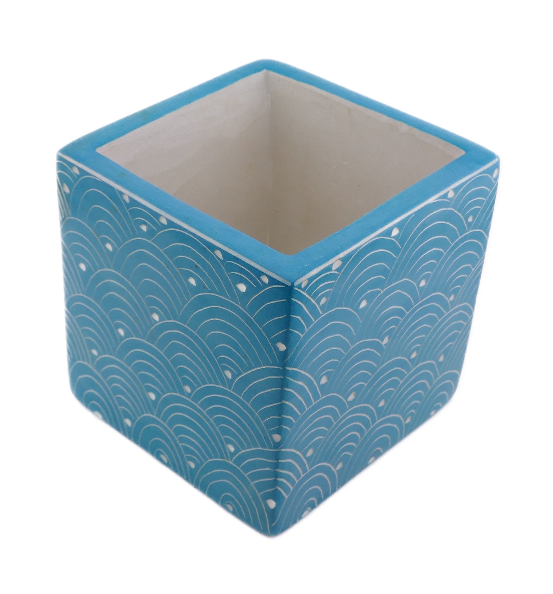 Cube Stone Planter handcrafted // 10cm with Storycard // Many colours