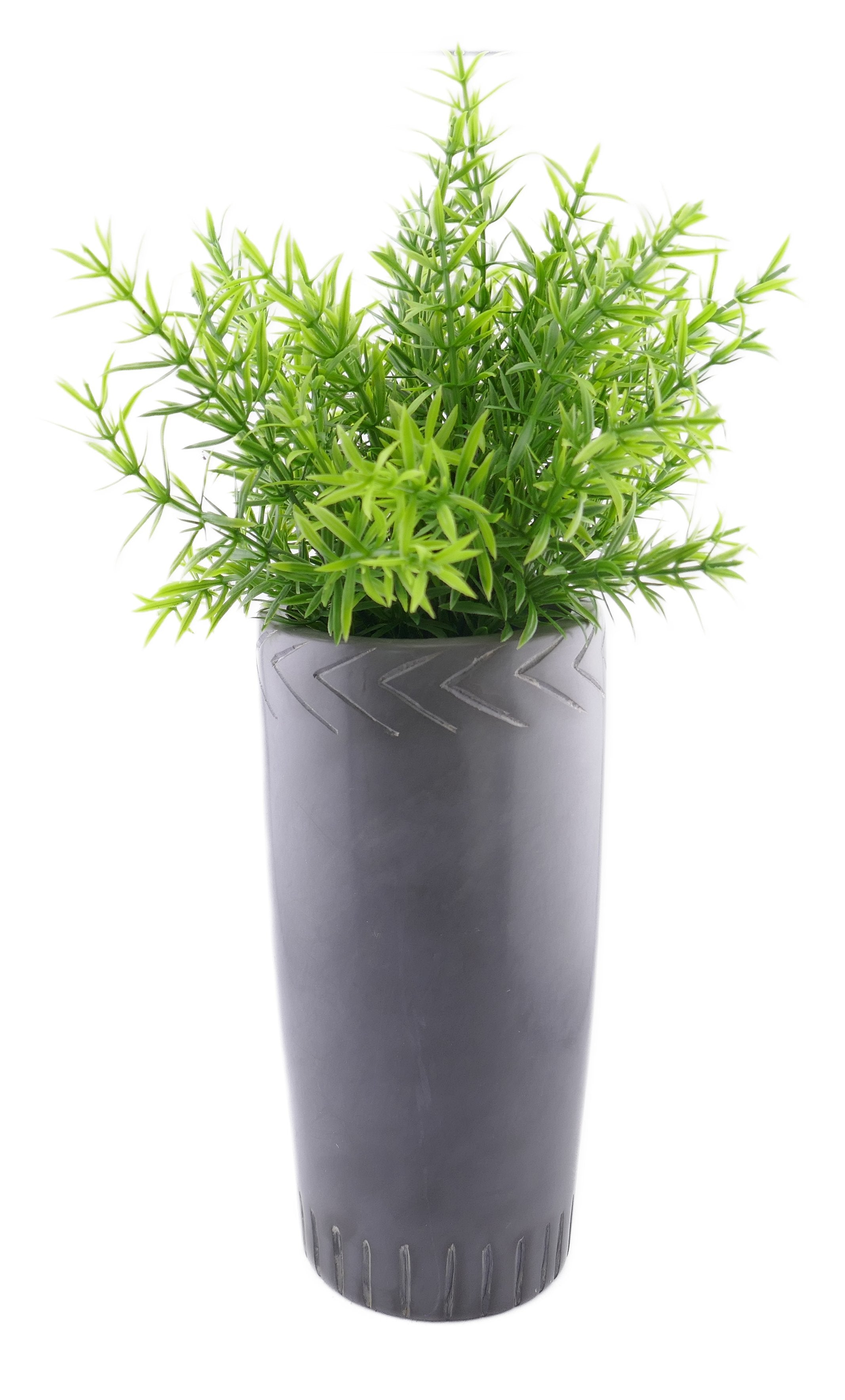 Tall Grey Stone Decorated Planter // hand made 20 cm with Storycard in two designs