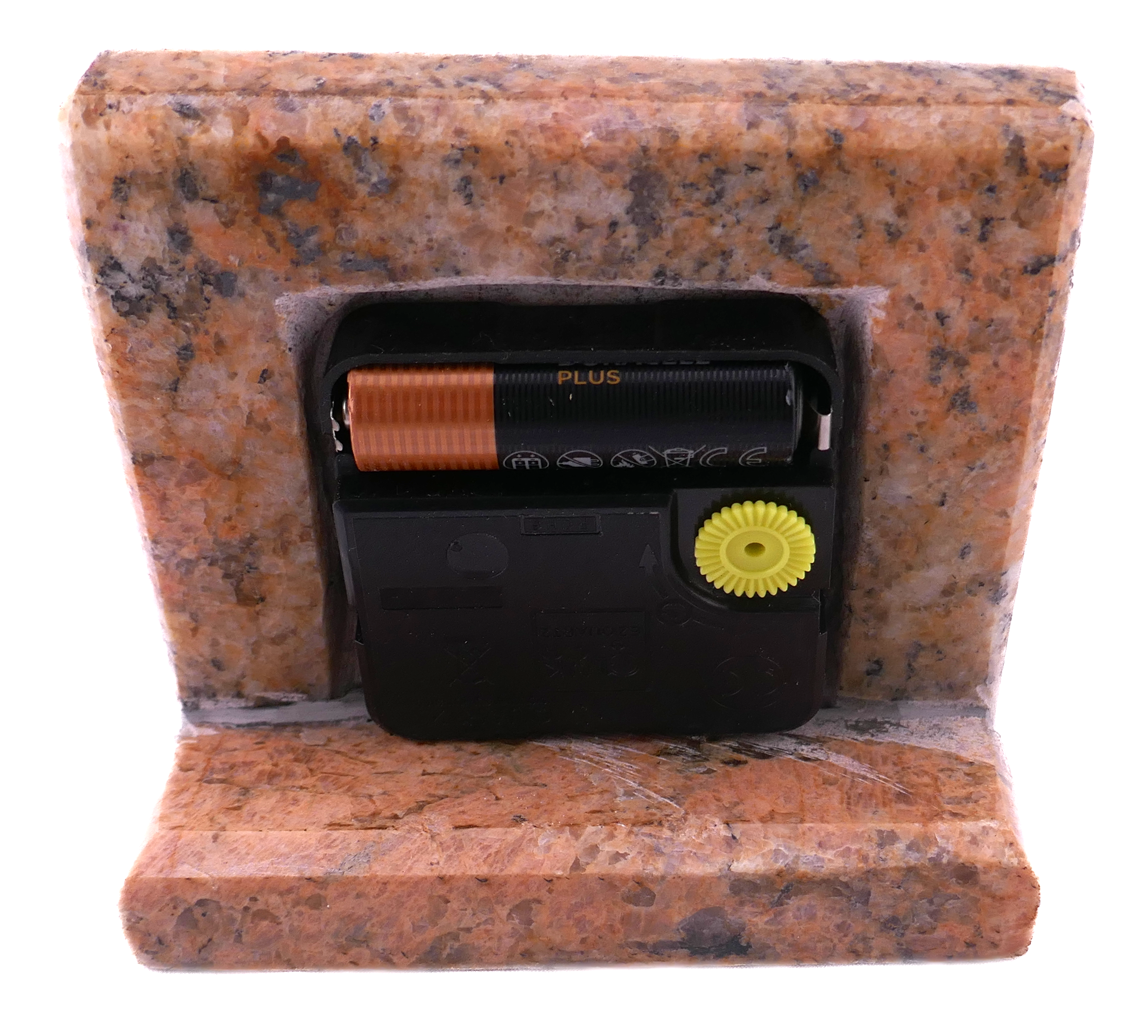 Handmade Granite Desk Clock – African Design, Natural Pink Stone, Quartz Movement, Compact Freestanding 10×10×6 cm – Friendly Trading Co