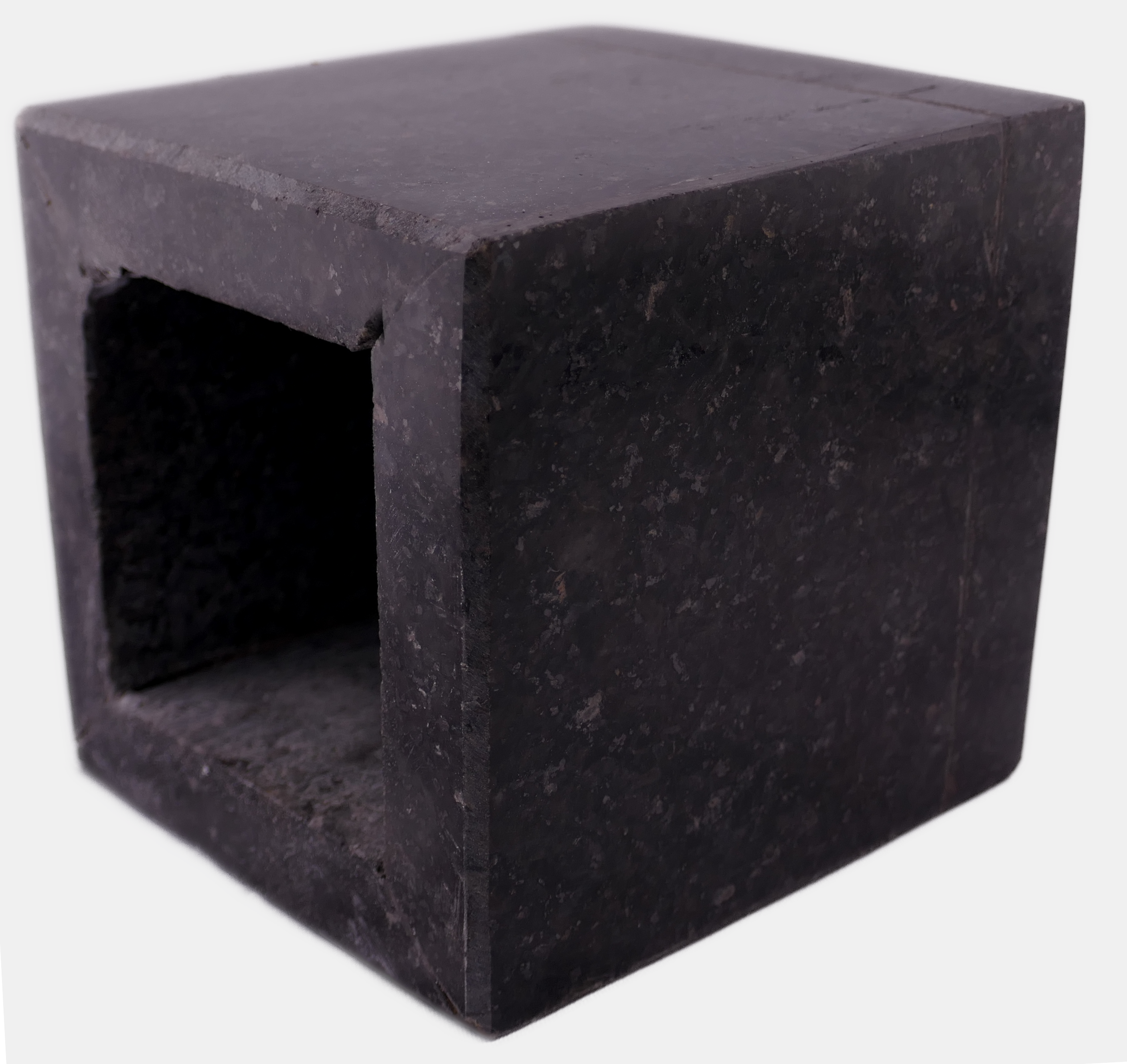 Handmade Granite Cube Desk Clock – African Design, Natural Black Stone, Quartz Movement, Compact Freestanding 10×10×6 cm – Friendly Trading Co