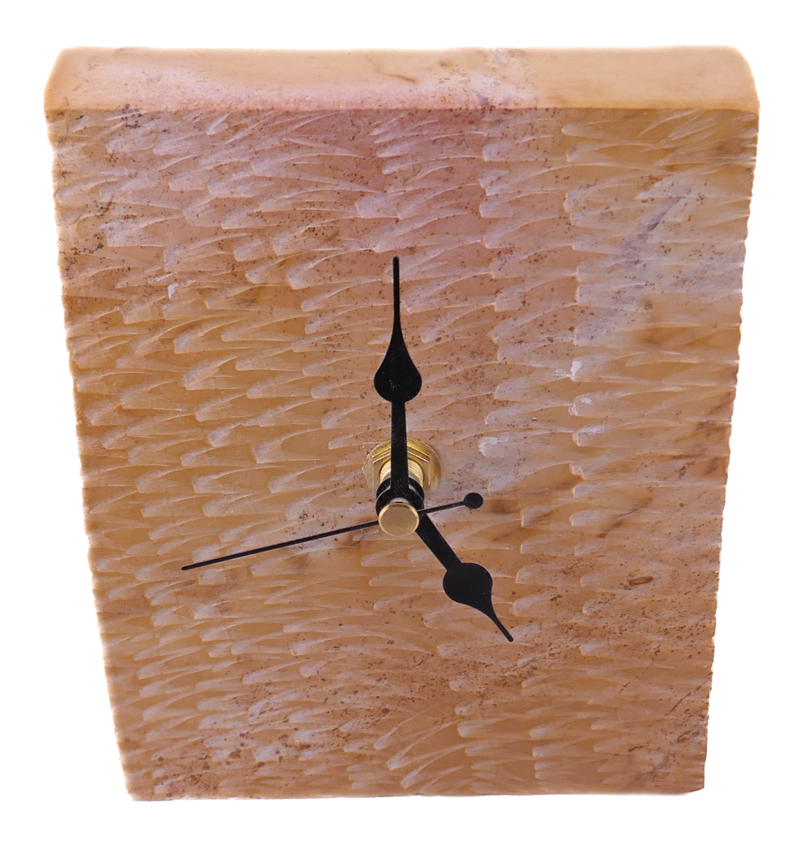 Hand‑Carved Soapstone Standing Clock – African Design, Natural Serrated Stone, Quartz Movement, 1.3 kg Freestanding Home Décor