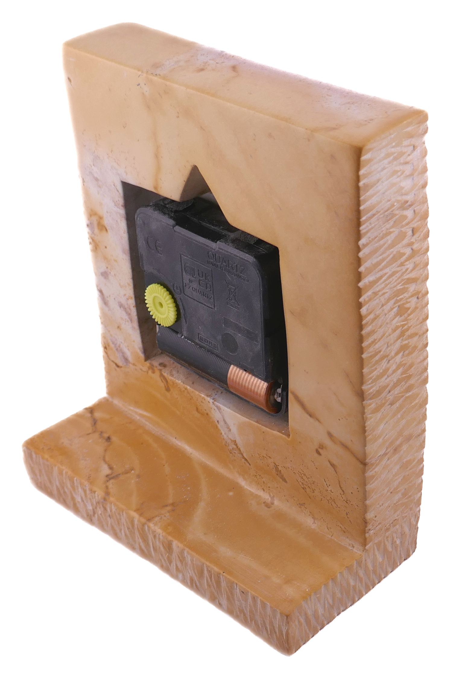 Hand‑Carved Soapstone Standing Clock – African Design, Natural Serrated Stone, Quartz Movement, 1.3 kg Freestanding Home Décor