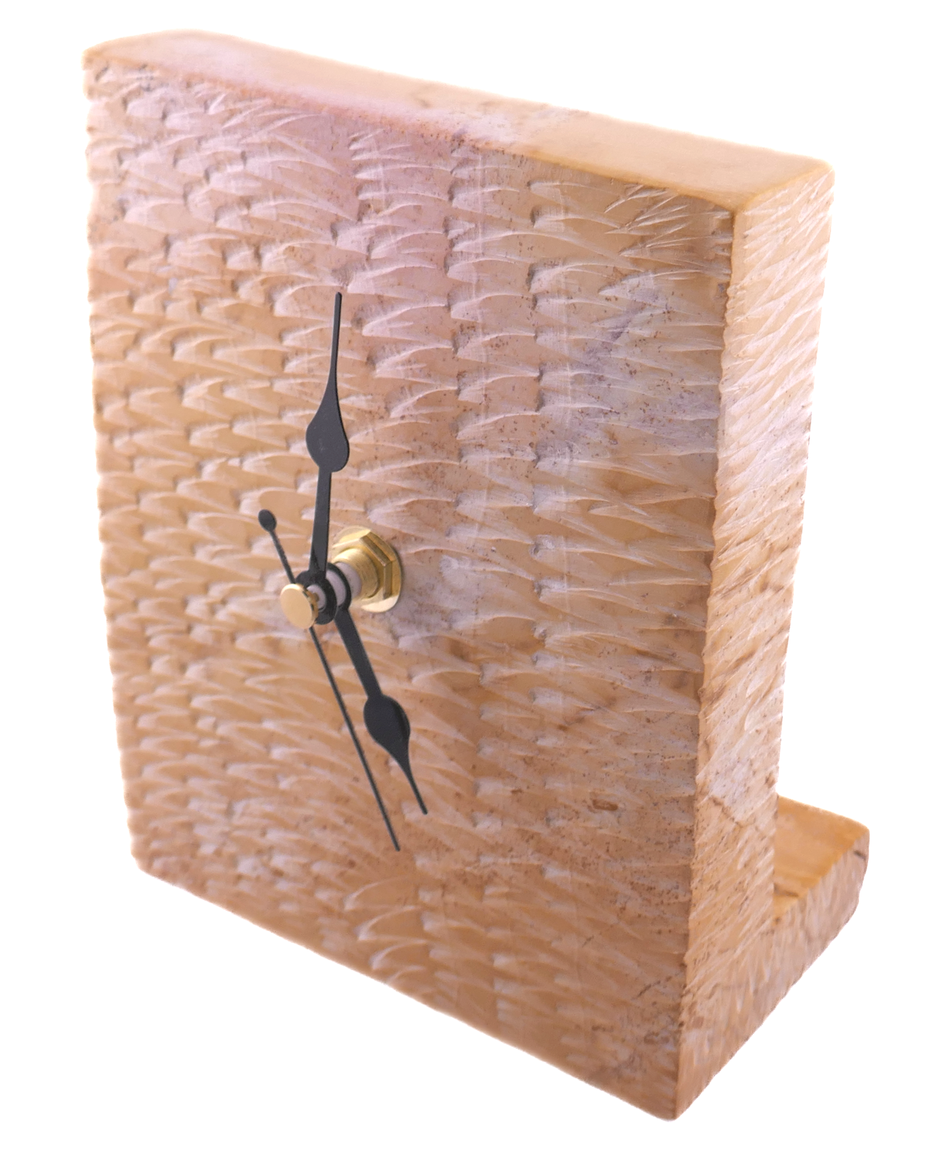 Hand‑Carved Soapstone Standing Clock – African Design, Natural Serrated Stone, Quartz Movement, 1.3 kg Freestanding Home Décor