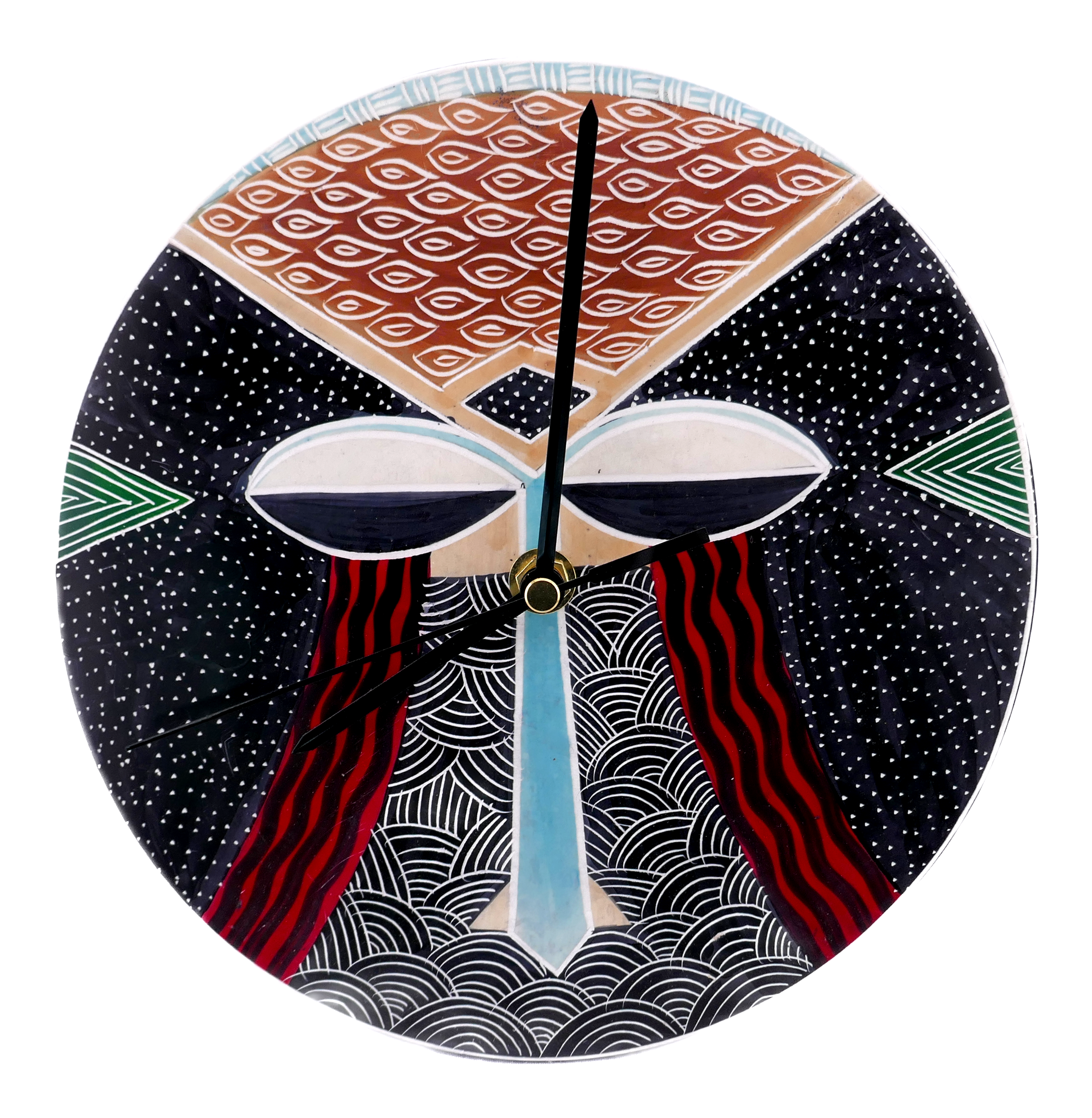 Handcrafted African Stone Wall Clock 8 inch – Artisan‑made, African Abstract Face Design, Natural Stone, Quartz Movement, Ready to Hang