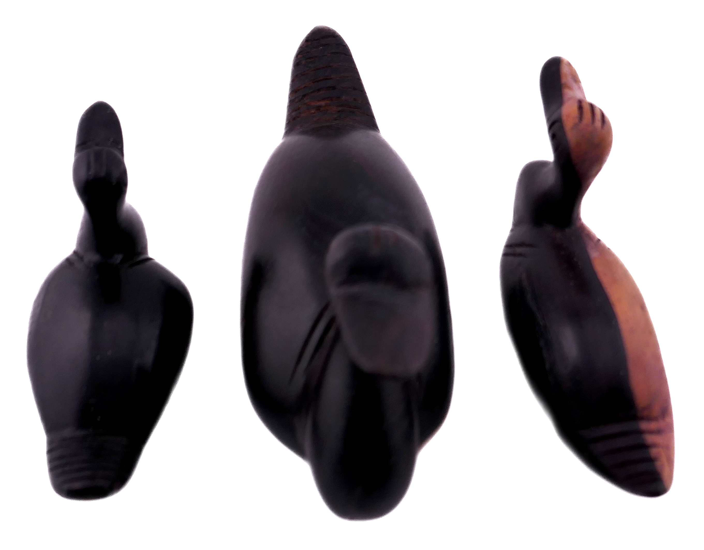 Handcrafted Ebony Wood Duck Trio