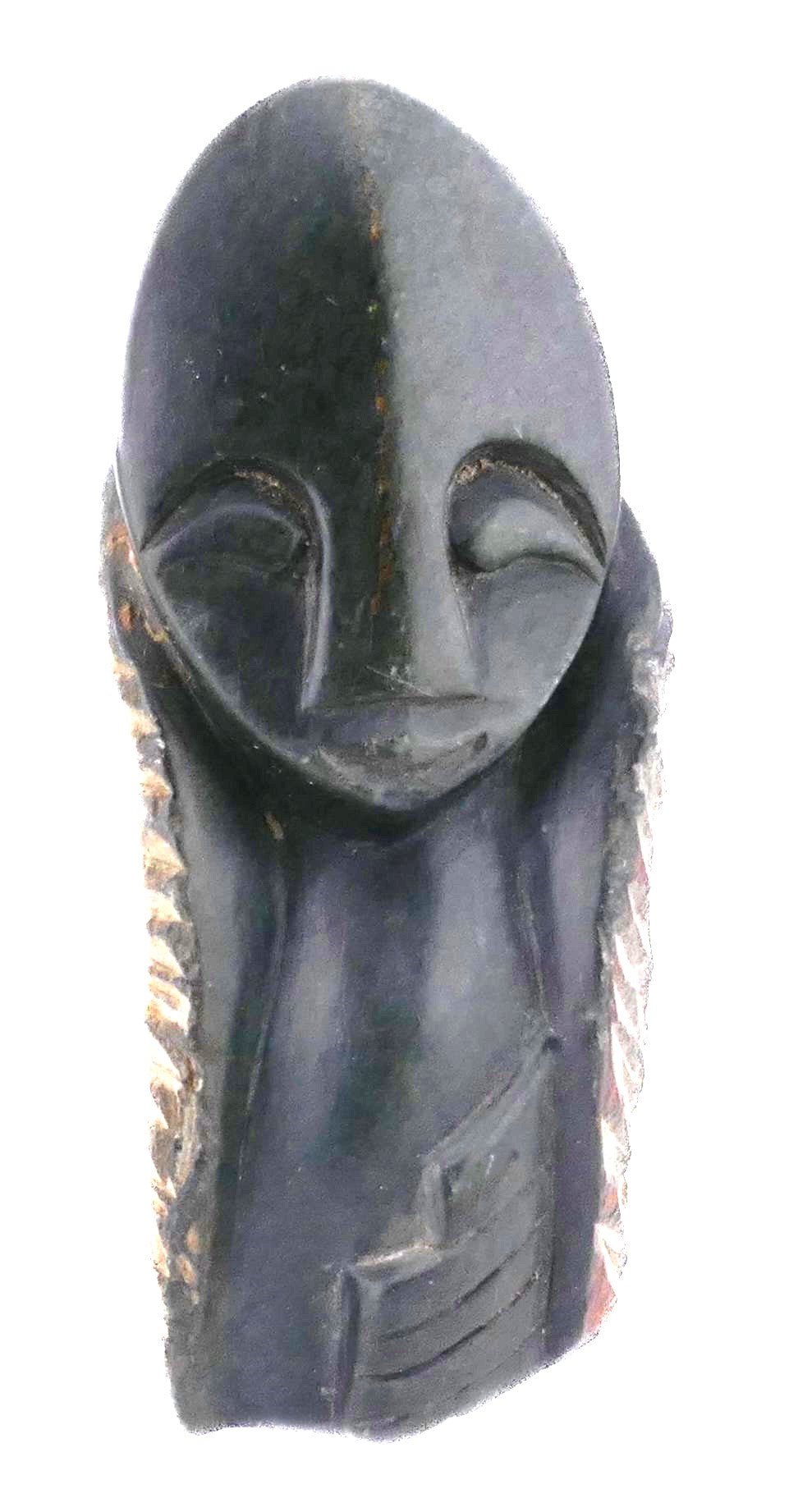 Abstract Wise Thinker African Art Serpentine Sculpture 15 cm by Zimbabwe Shona Artists // with Storycard - FriendlyTradingCo