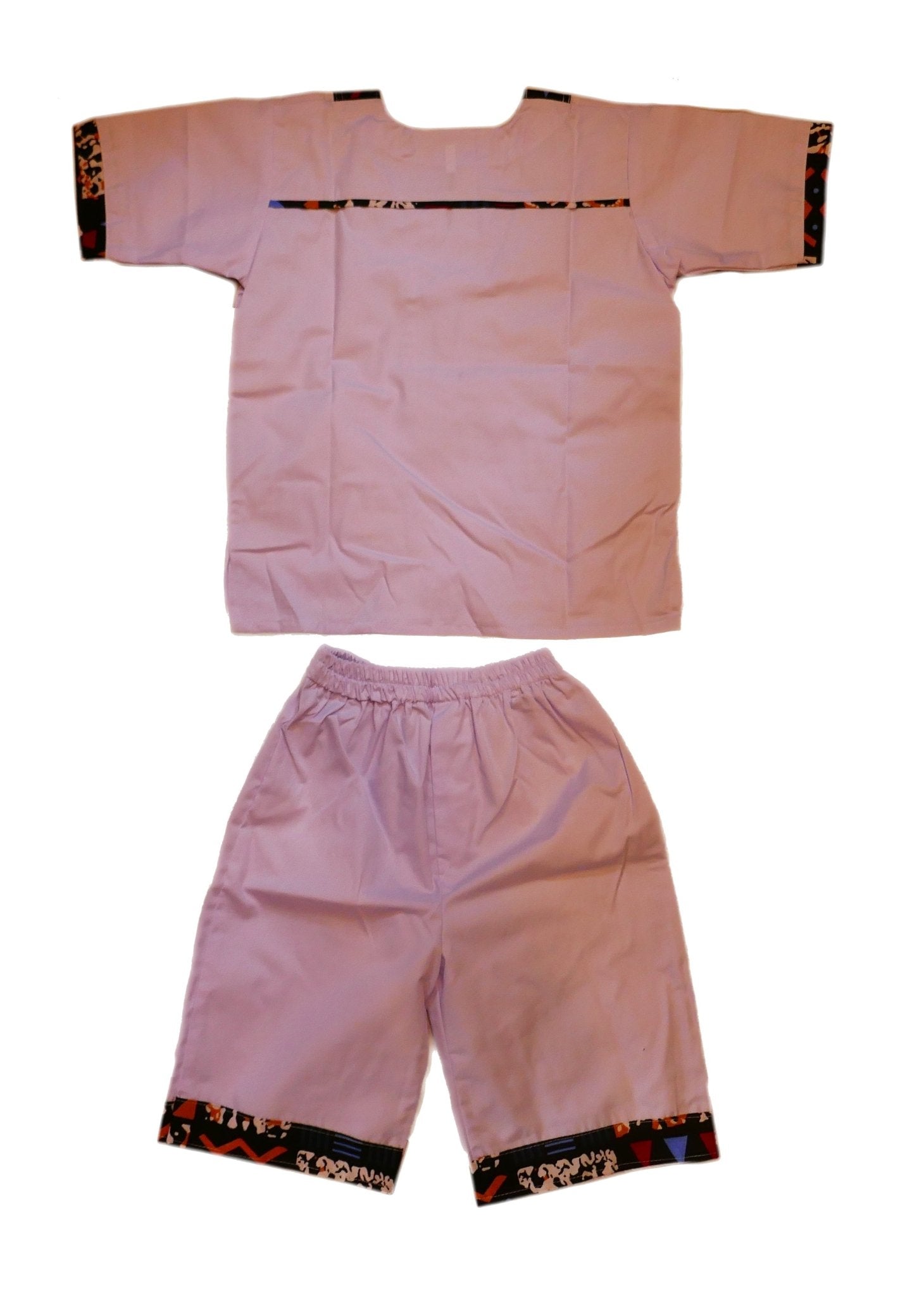 African Dashiki Shirt & Shorts set for Boys and Girls // White with African colours // Contemporary design // Ages from 8 - 14 depending on child`s size - FriendlyTradingCo