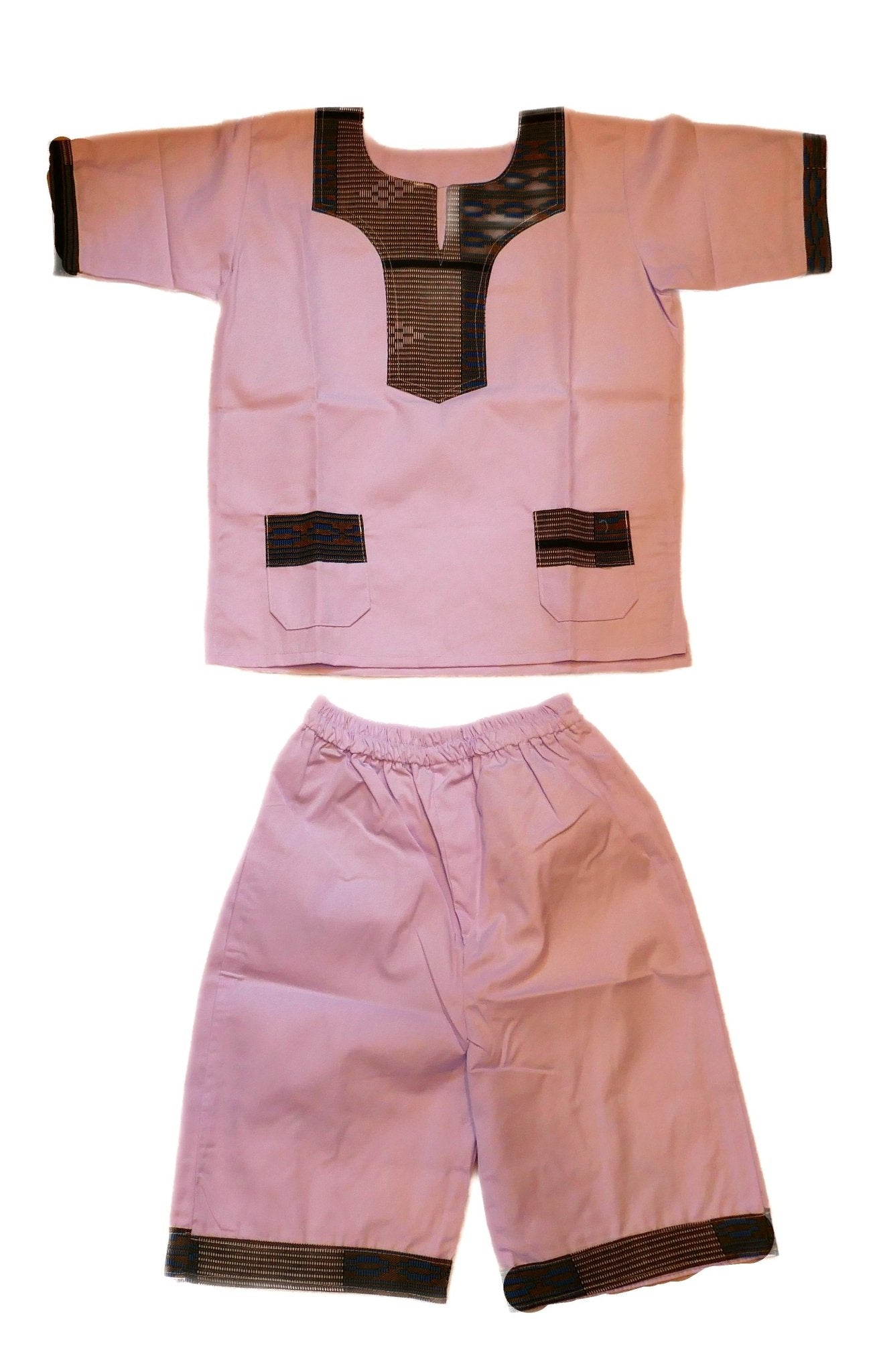 African Dashiki Shirt & Shorts set for Boys and Girls // White with African colours // Contemporary design // Ages from 8 - 14 depending on child`s size - FriendlyTradingCo