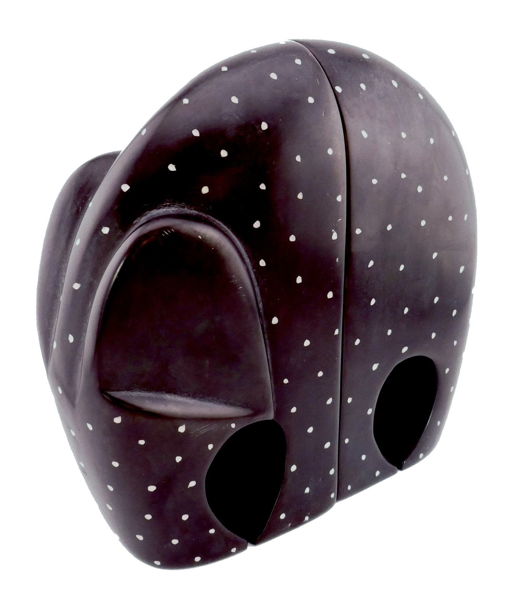 African Elephant Bookends - Black // Contemporary Stone Sculptures 17cm // Handcrafted in Stone with Story - card - FriendlyTradingCo