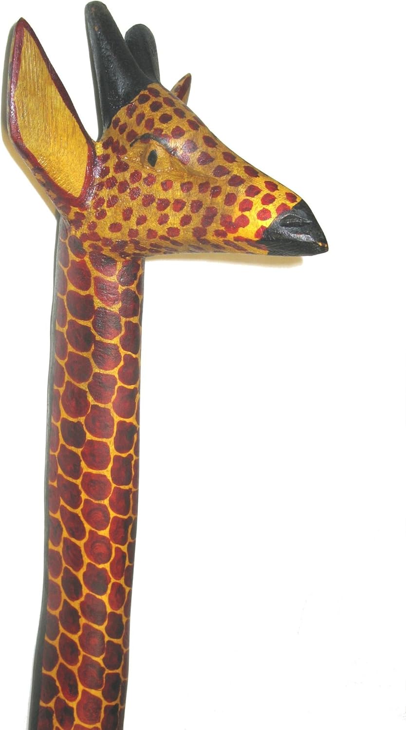 African Giraffe Carving in Wood // Handcrafted tall, heavy Jacaranda wood Giraffe Carving // 12 inch / 30 cm Giraffe // including storycard - FriendlyTradingCo