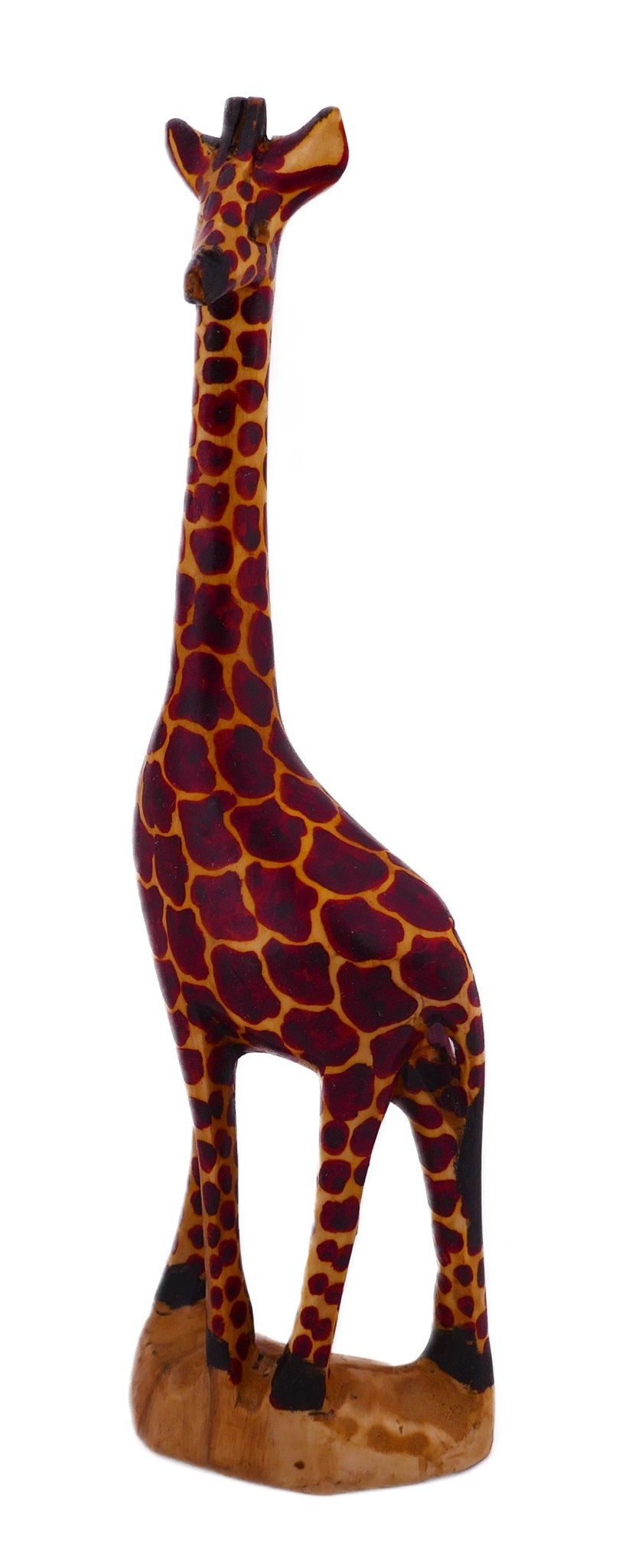 African Giraffe Carving in Wood // Handcrafted tall, heavy Jacaranda wood Giraffe Carving // 12 inch / 30 cm Giraffe // including storycard - FriendlyTradingCo