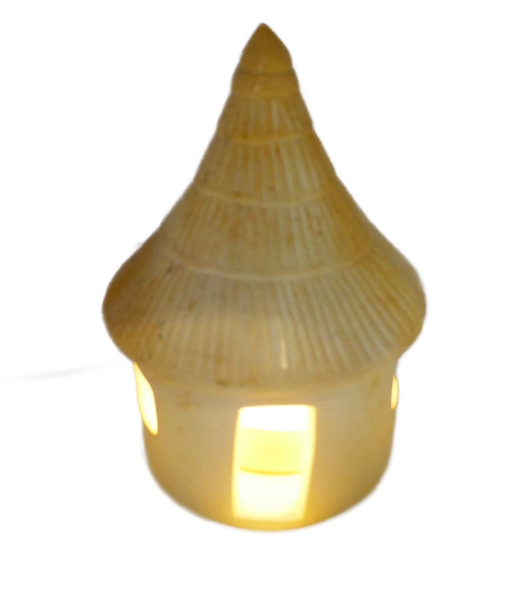 African Hut Design Tealight Candle Lamp hand made 15cm with Storycard - FriendlyTradingCo