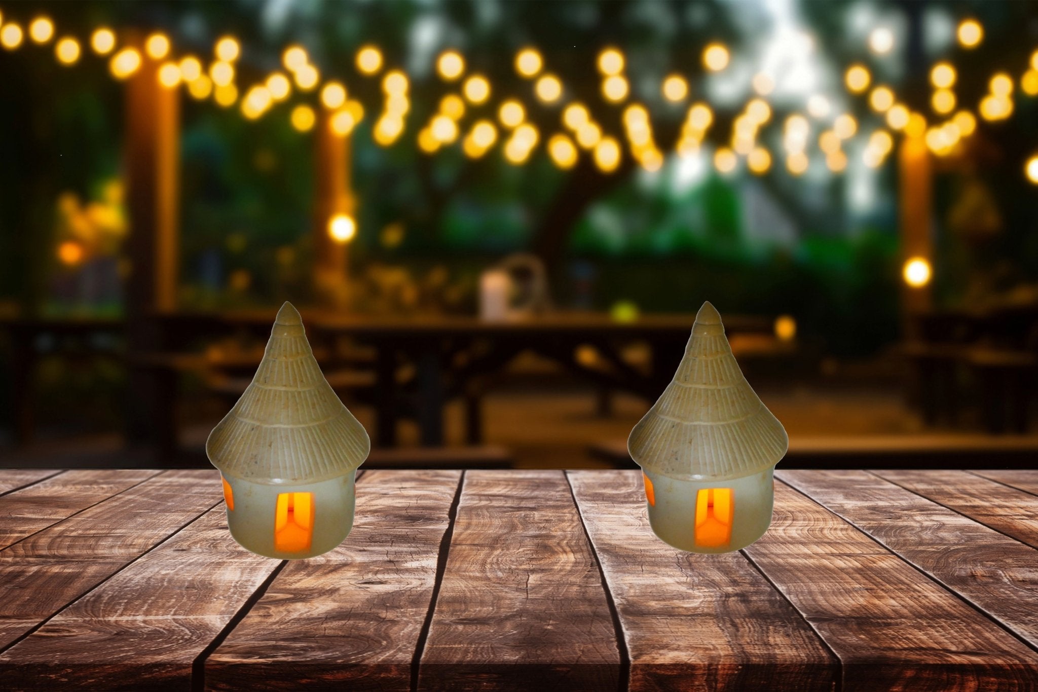 African Hut Design Tealight Candle Lamp hand made 15cm with Storycard - FriendlyTradingCo