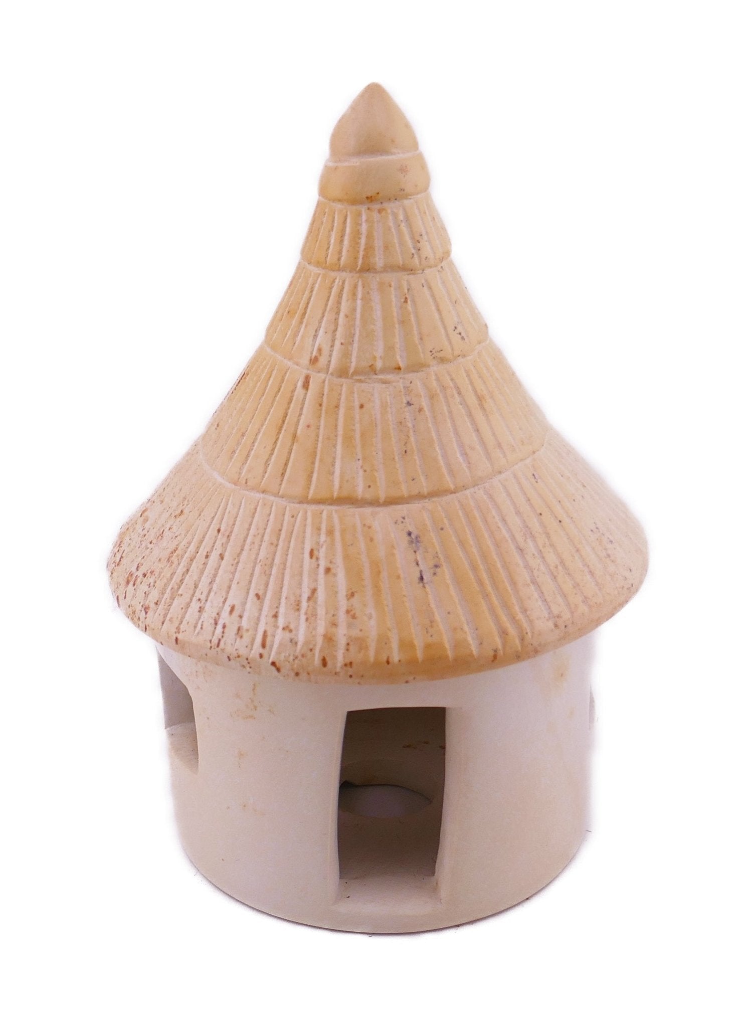 African Hut Design Tealight Candle Lamp hand made 15cm with Storycard - FriendlyTradingCo