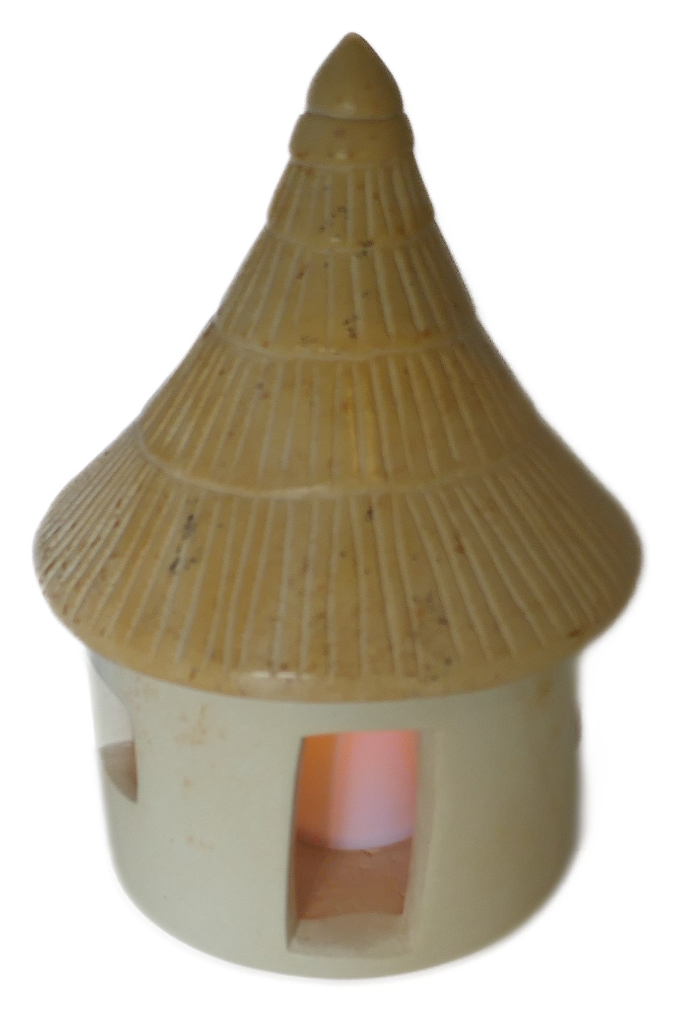 African Hut Design Tealight Candle Lamp hand made 15cm with Storycard - FriendlyTradingCo
