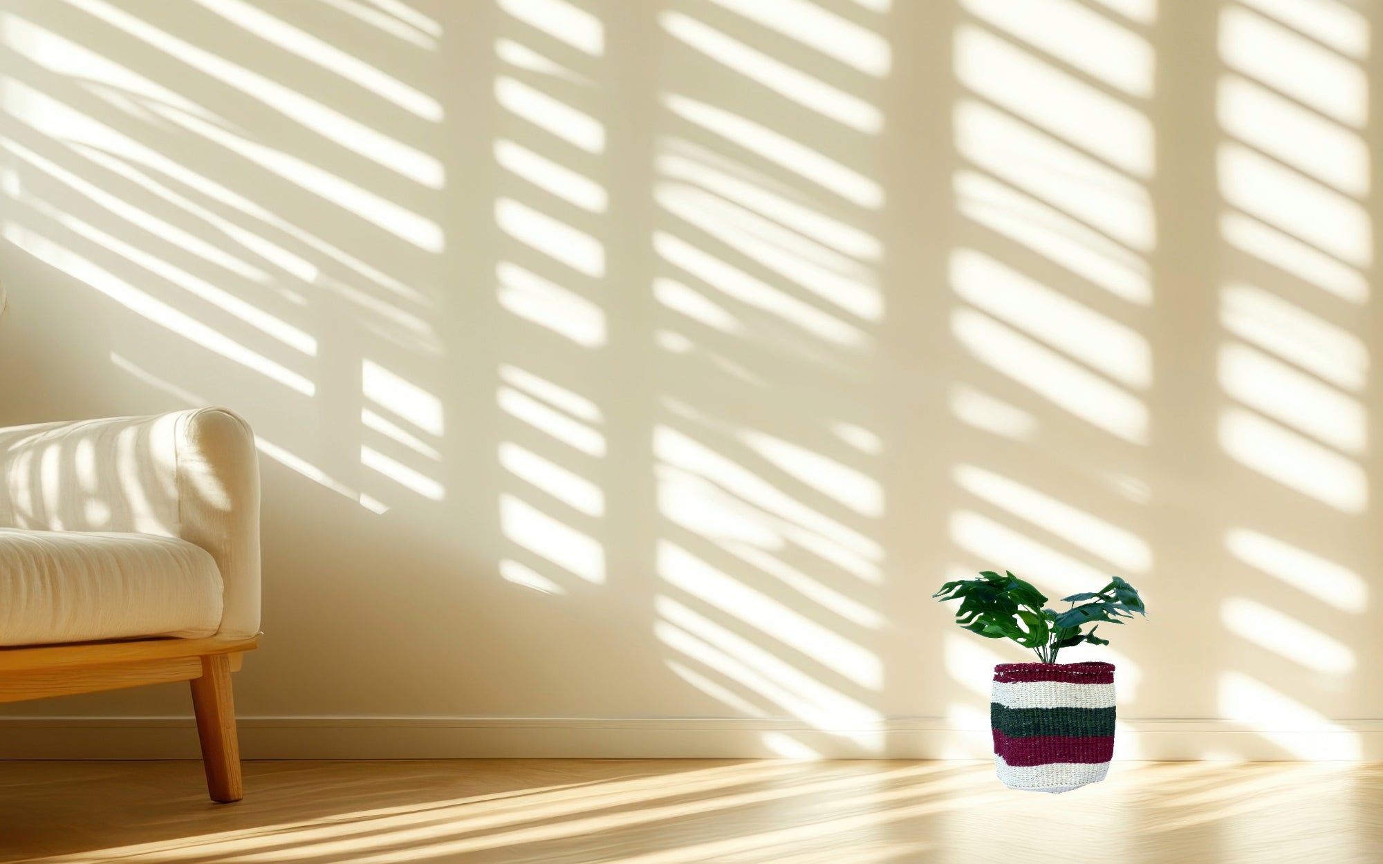 African Plant / Storage Basket / Kiondo Woven Sisal Planter / 23 cm / 9 inch wide / Greens - FriendlyTradingCo