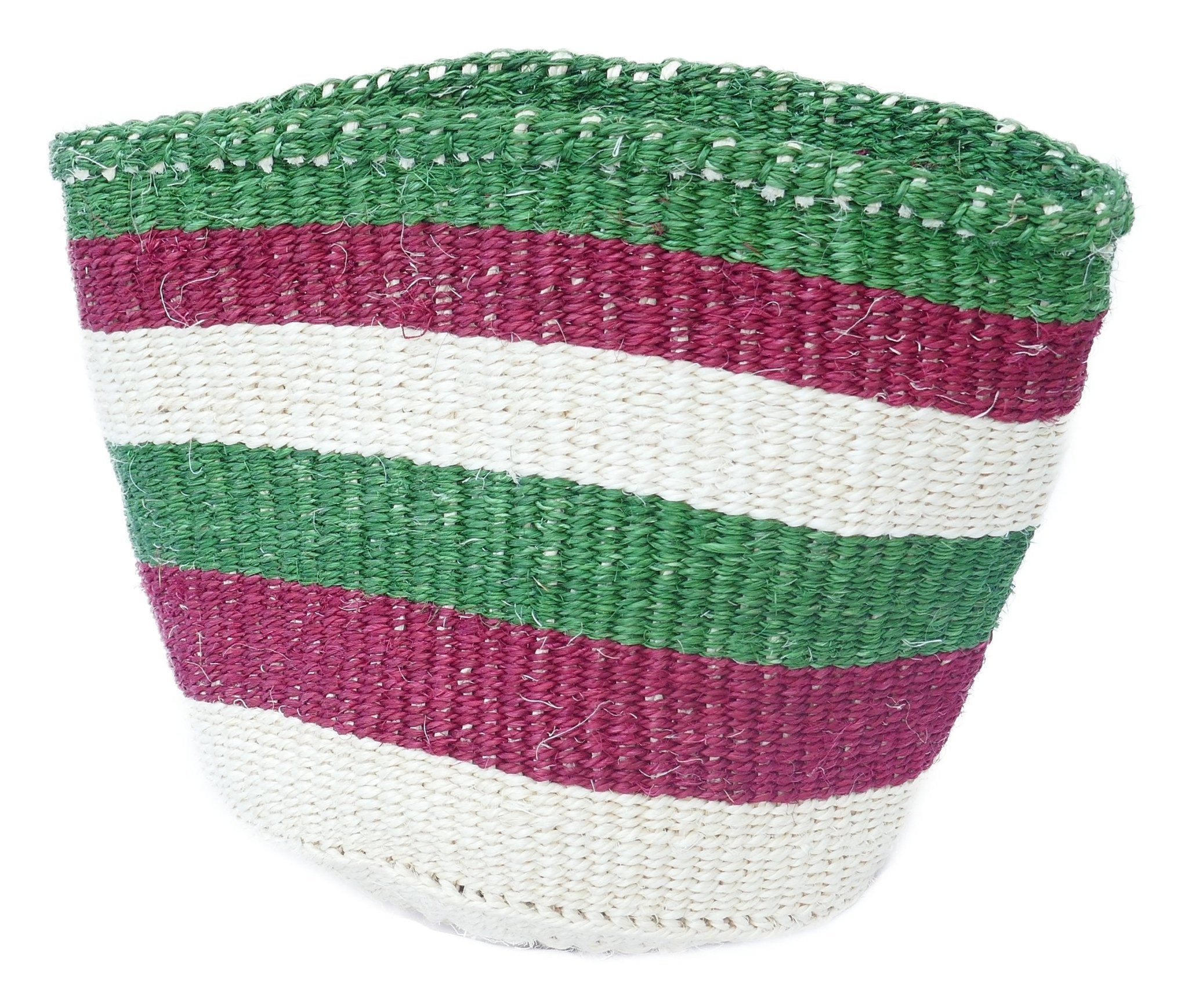 African Plant / Storage Basket / Kiondo Woven Sisal Planter / 23 cm / 9 inch wide / Greens - FriendlyTradingCo
