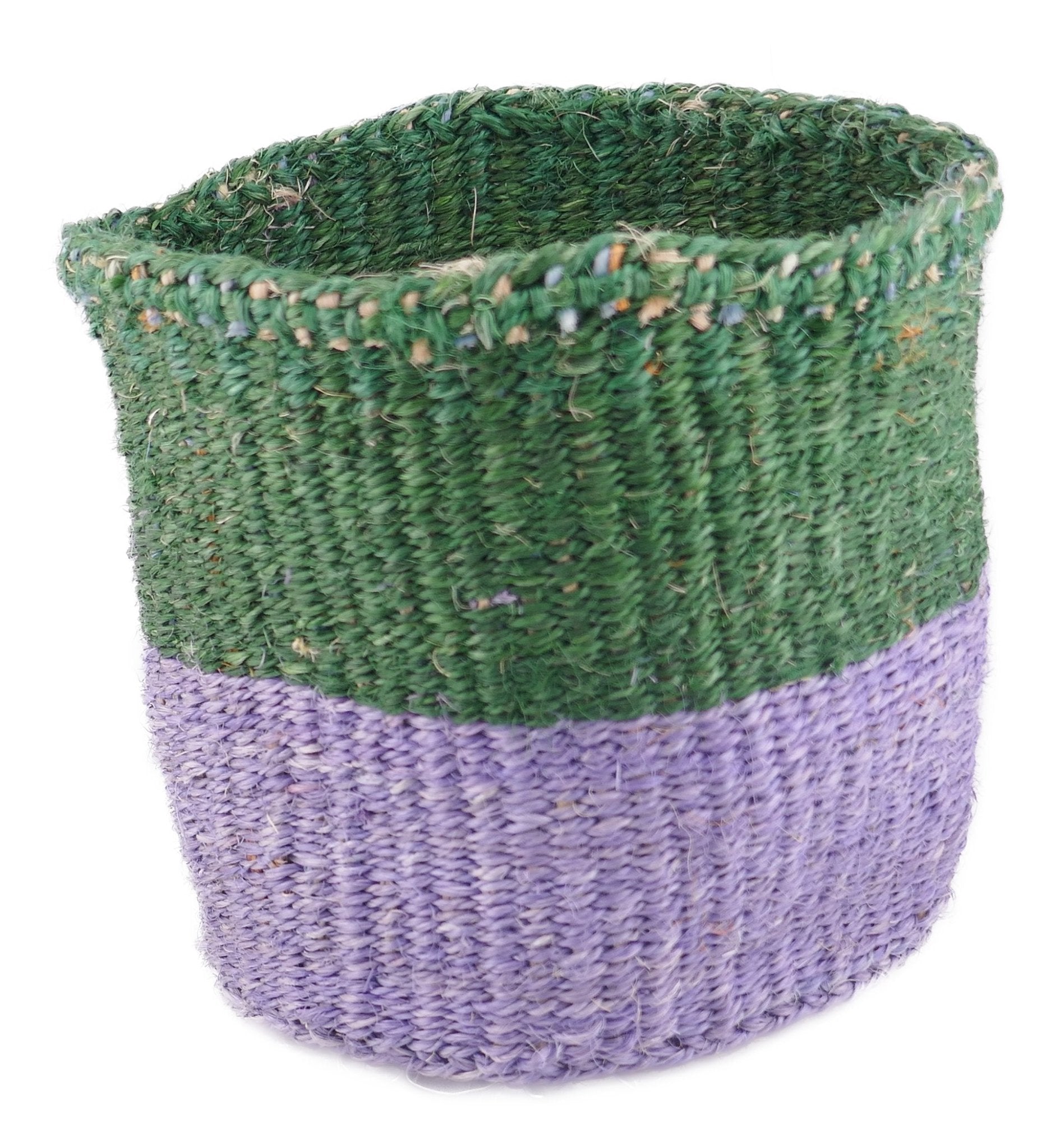 African Plant / Storage Basket / Kiondo Woven Sisal Planter / 23 cm / 9 inch wide / Greens - FriendlyTradingCo