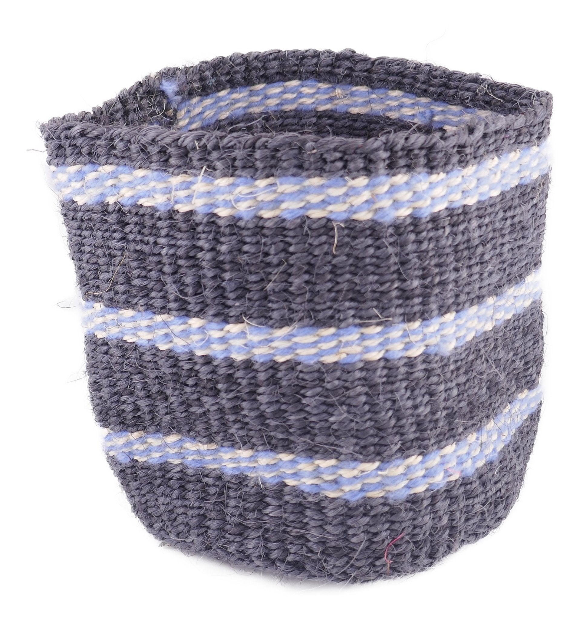 African Plant / Storage Basket / Kiondo Woven Sisal Planter / 23 cm / 9 inch wide / Naturals and black - FriendlyTradingCo