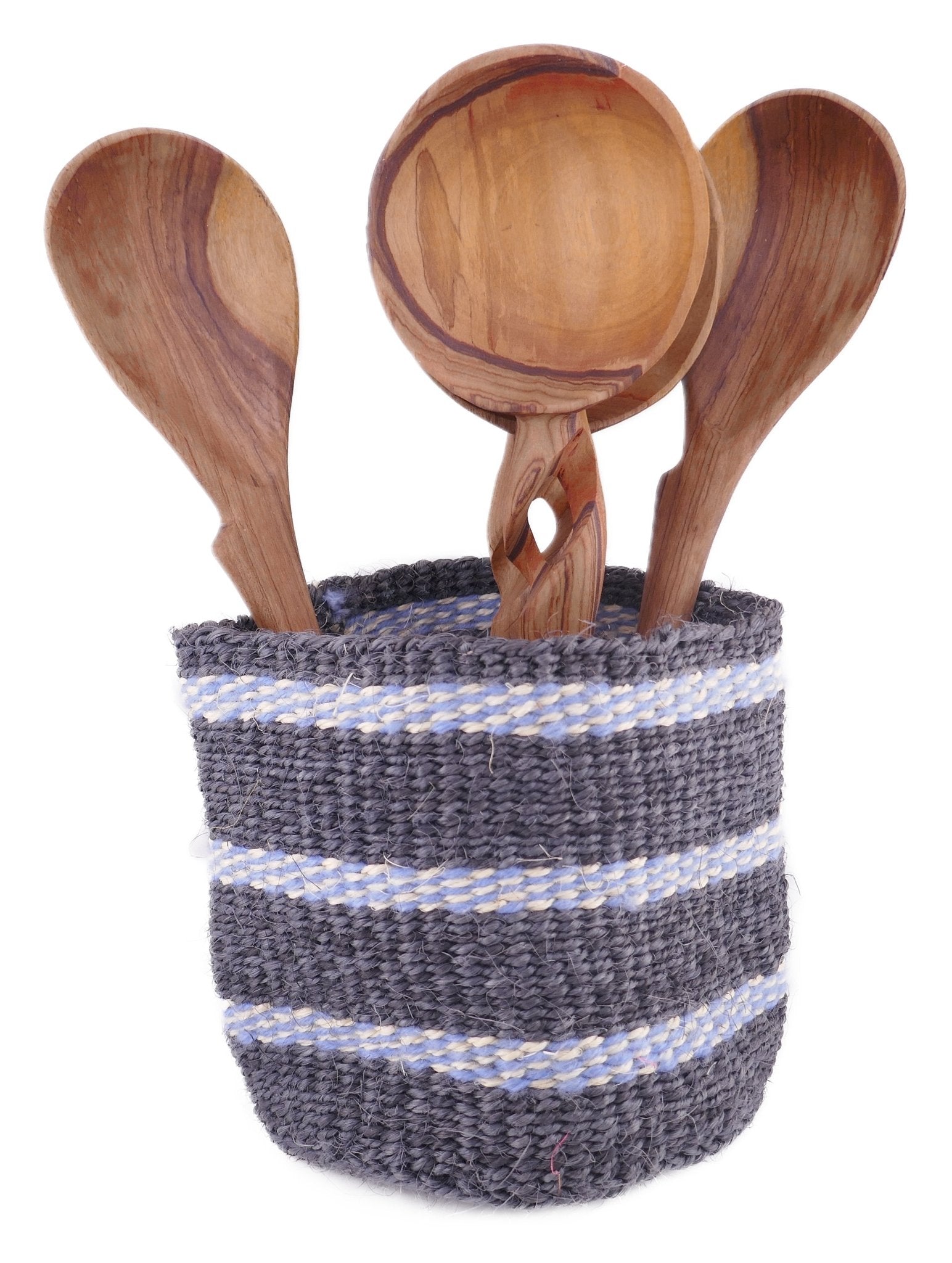 African Plant / Storage Basket / Kiondo Woven Sisal Planter / 23 cm / 9 inch wide / Naturals and black - FriendlyTradingCo