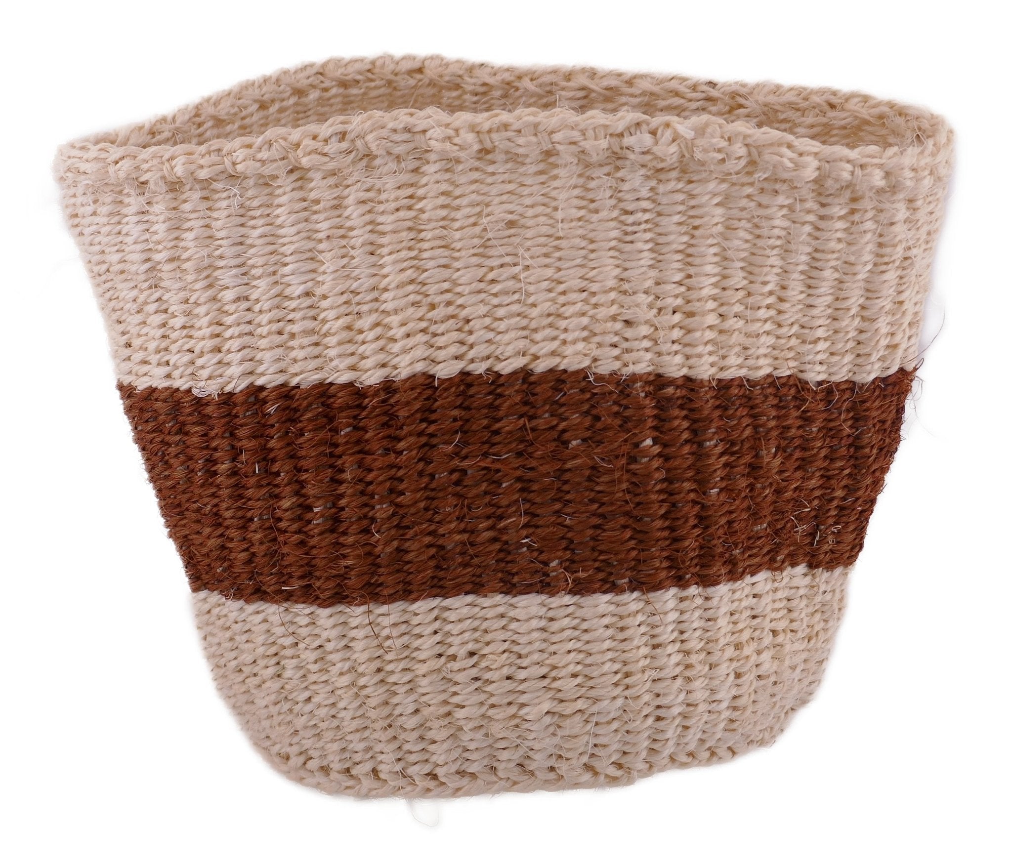 African Plant / Storage Basket / Kiondo Woven Sisal Planter / 23 cm / 9 inch wide / Naturals and browns - FriendlyTradingCo