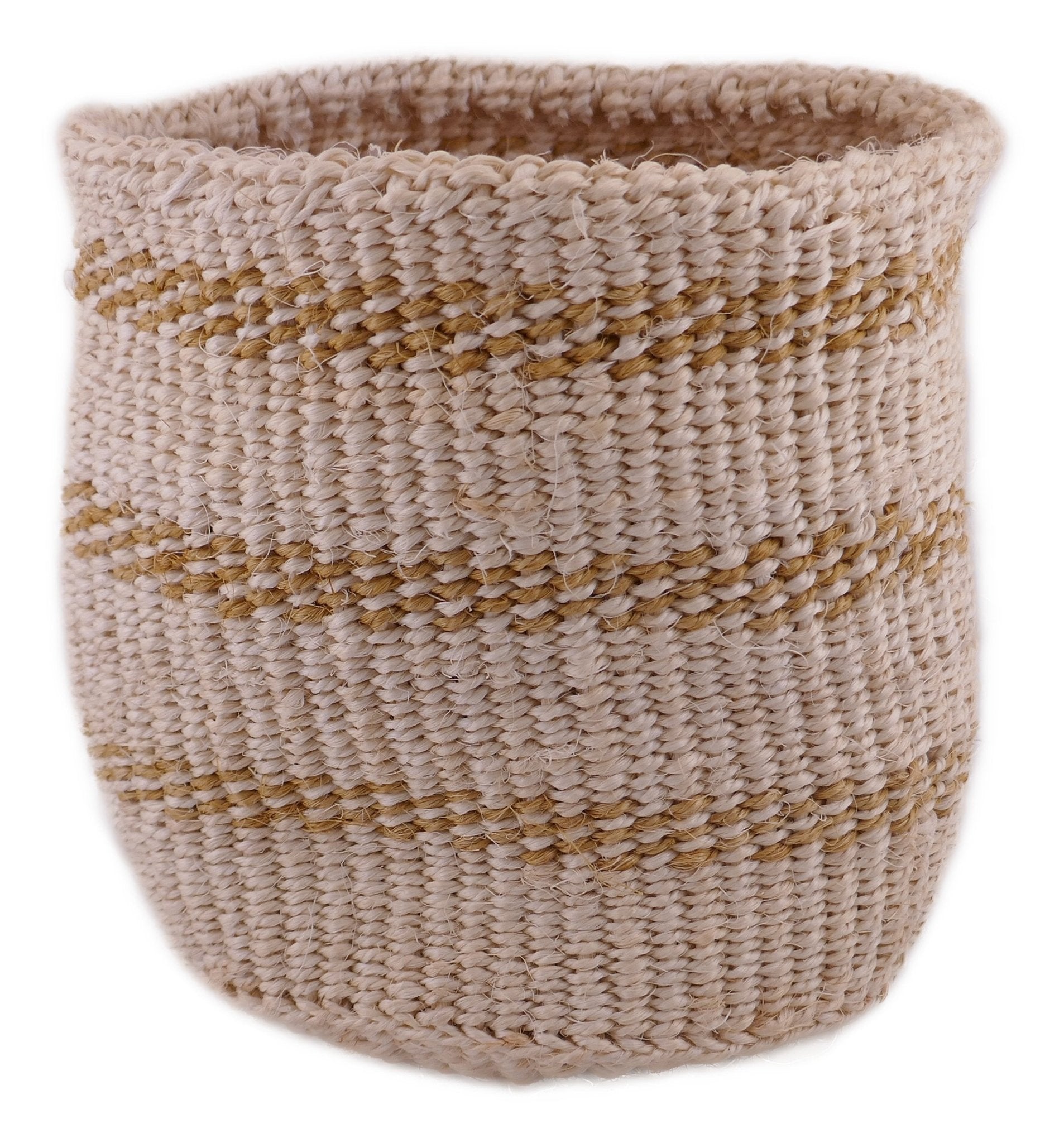 African Plant / Storage Basket / Kiondo Woven Sisal Planter / 23 cm / 9 inch wide / Naturals and browns - FriendlyTradingCo