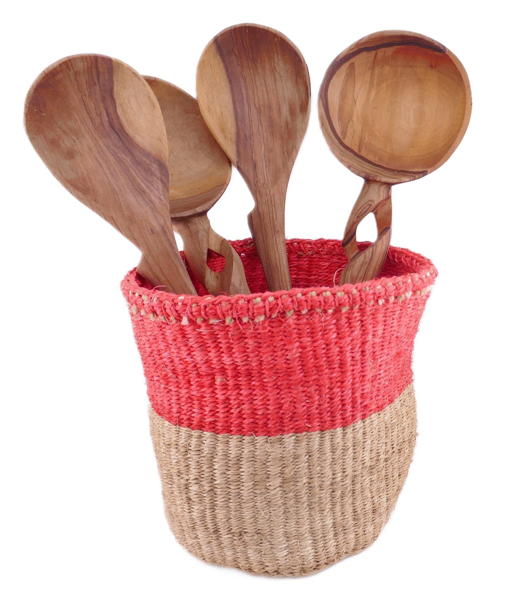 African Plant / Storage Basket / Kiondo Woven Sisal Planter / 23 cm / 9 inch wide / Pinks and reds - FriendlyTradingCo