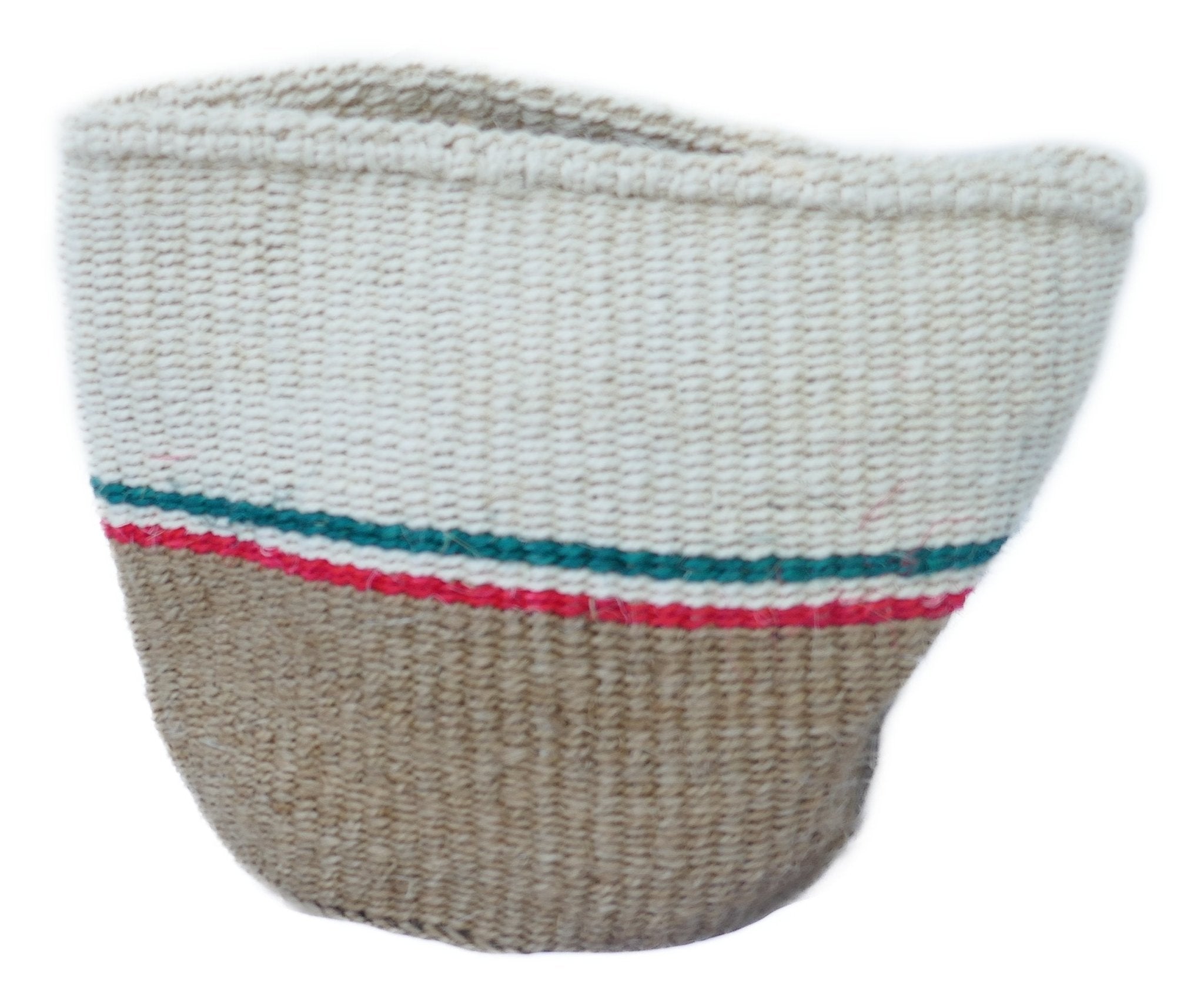 African Plant / Storage Basket / Kiondo Woven Sisal Planter / 23 cm / 9 inch wide / Pinks and reds - FriendlyTradingCo