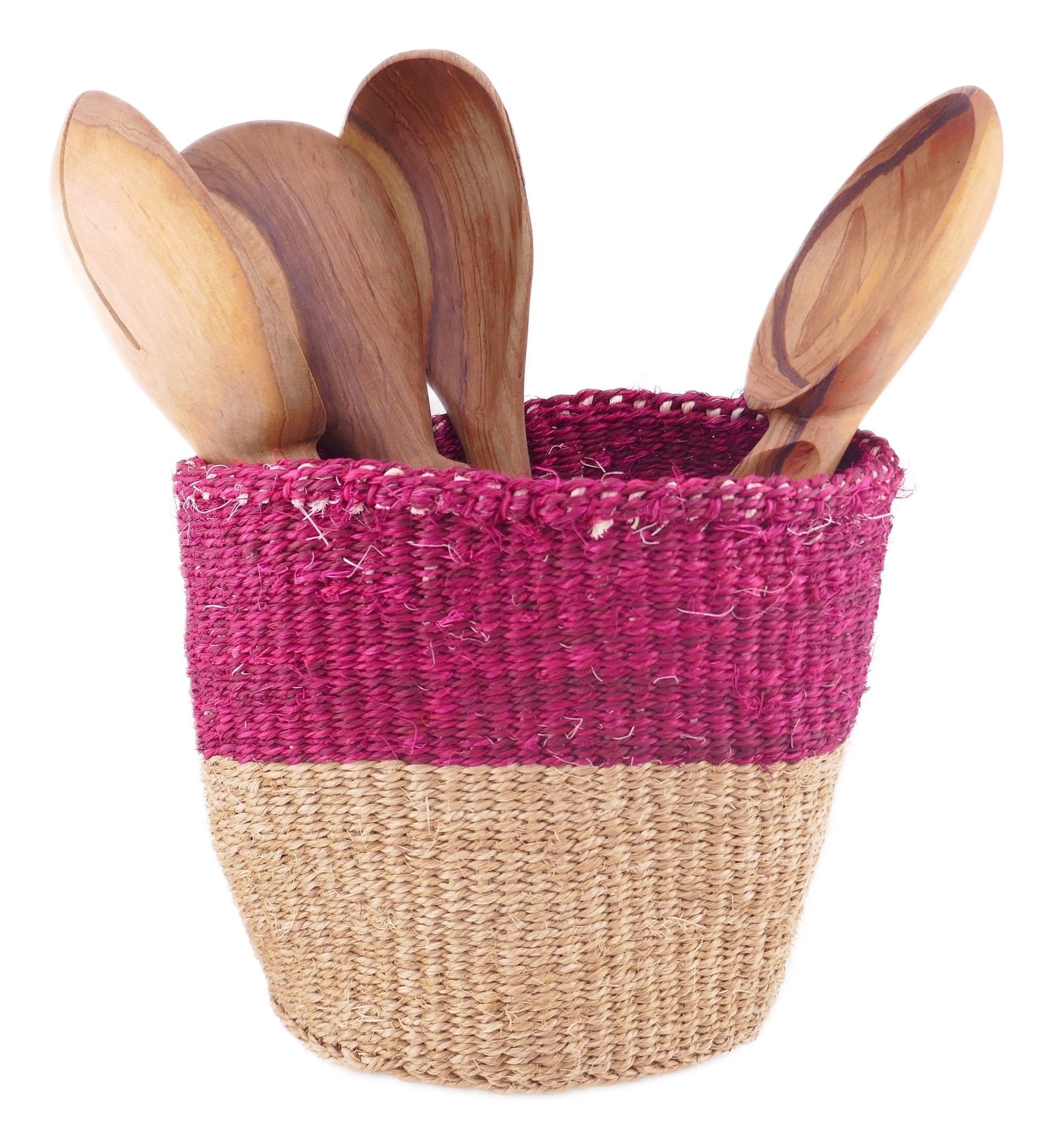 African Plant / Storage Basket / Kiondo Woven Sisal Planter / 23 cm / 9 inch wide / Purple naturals - FriendlyTradingCo