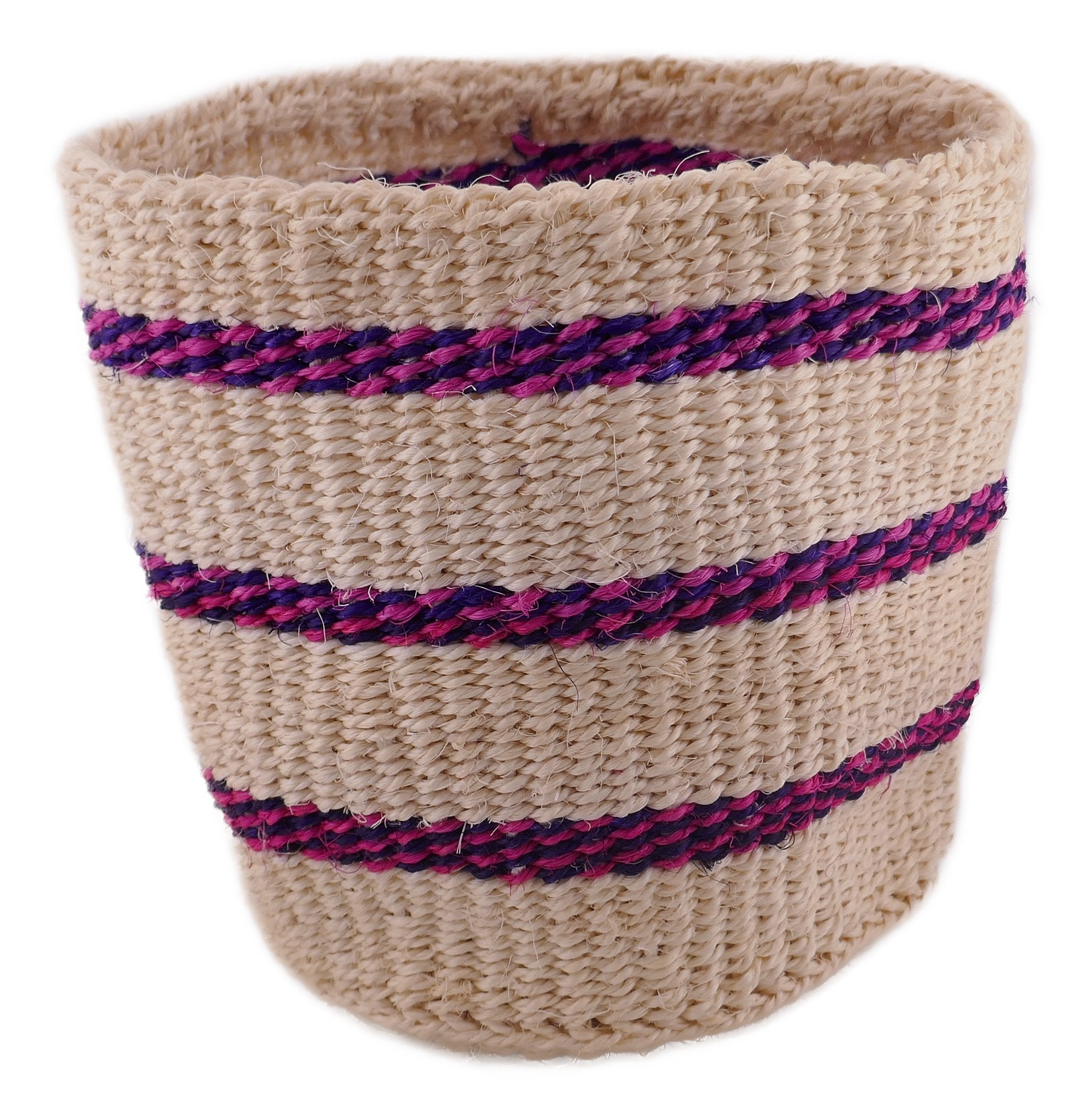 African Plant / Storage Basket / Kiondo Woven Sisal Planter / 23 cm / 9 inch wide / Purple naturals - FriendlyTradingCo