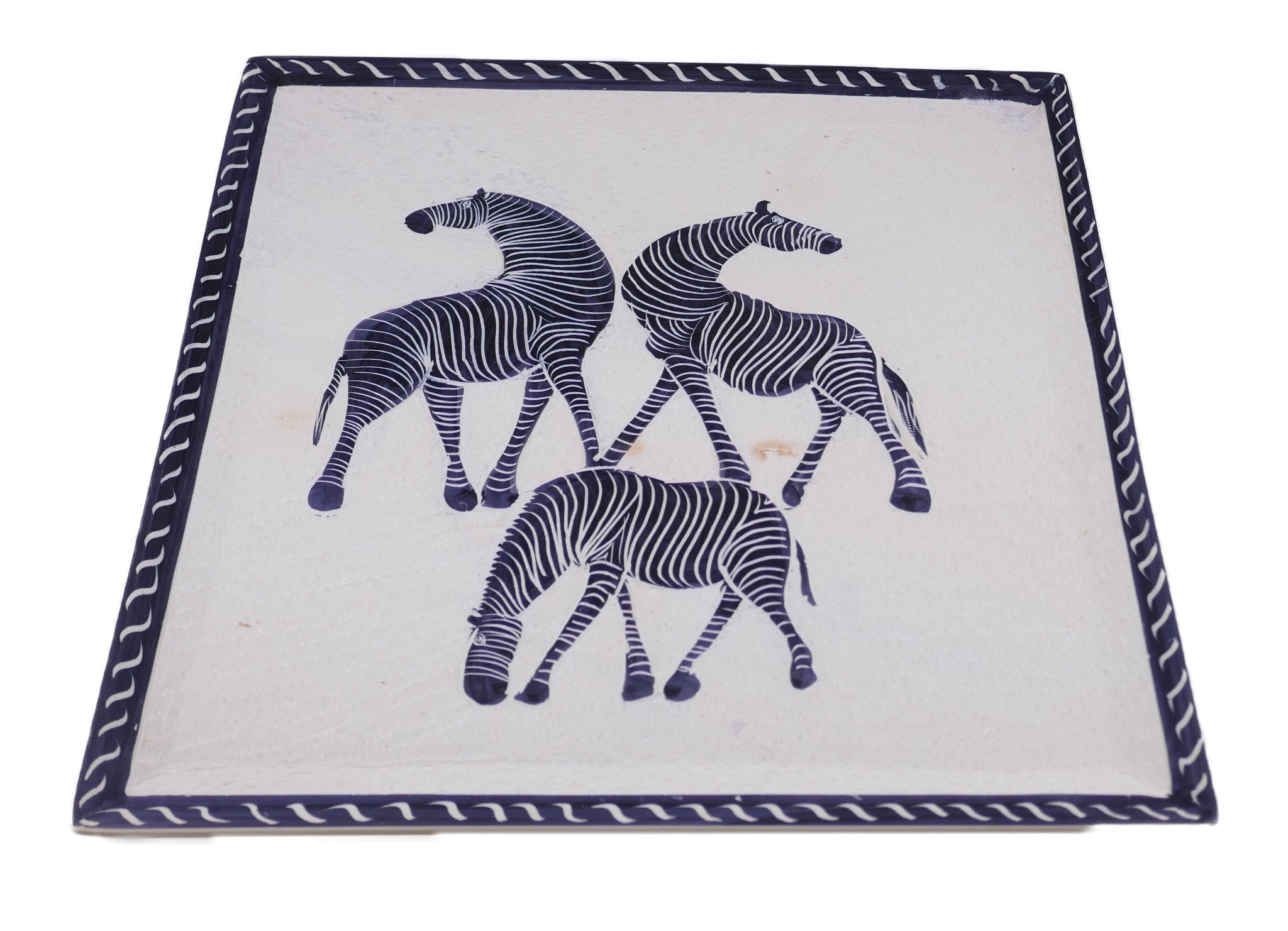 African Square Decorative Tray Server Fruit Bowl // Soapstone 10 inch 25cm // wildlife designs + storycard - FriendlyTradingCo