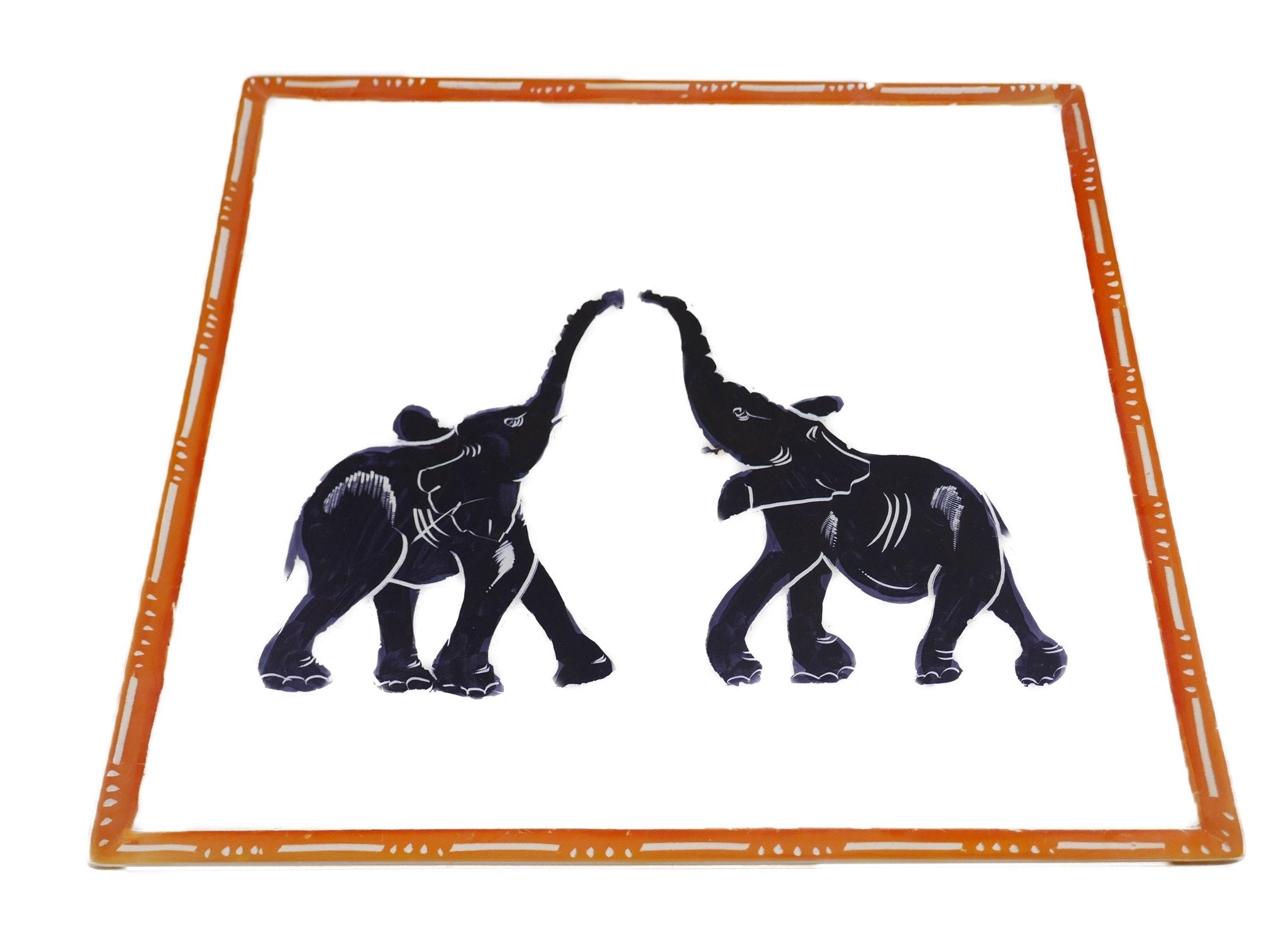 African Square Decorative Tray Server Fruit Bowl // Soapstone 10 inch 25cm // wildlife designs + storycard - FriendlyTradingCo