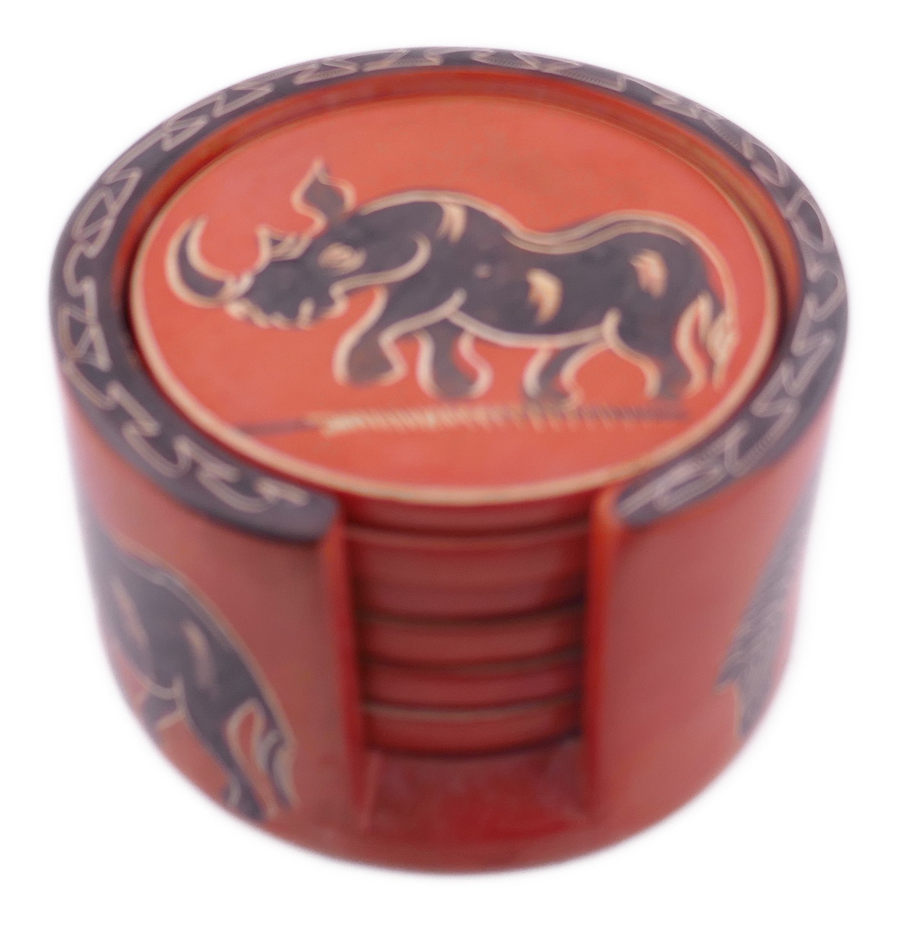 African Stone Coasters // Wild Animal Design // Hand Crafted Set of 6 Stone Drinks Coasters with Storycard // Various colours - FriendlyTradingCo