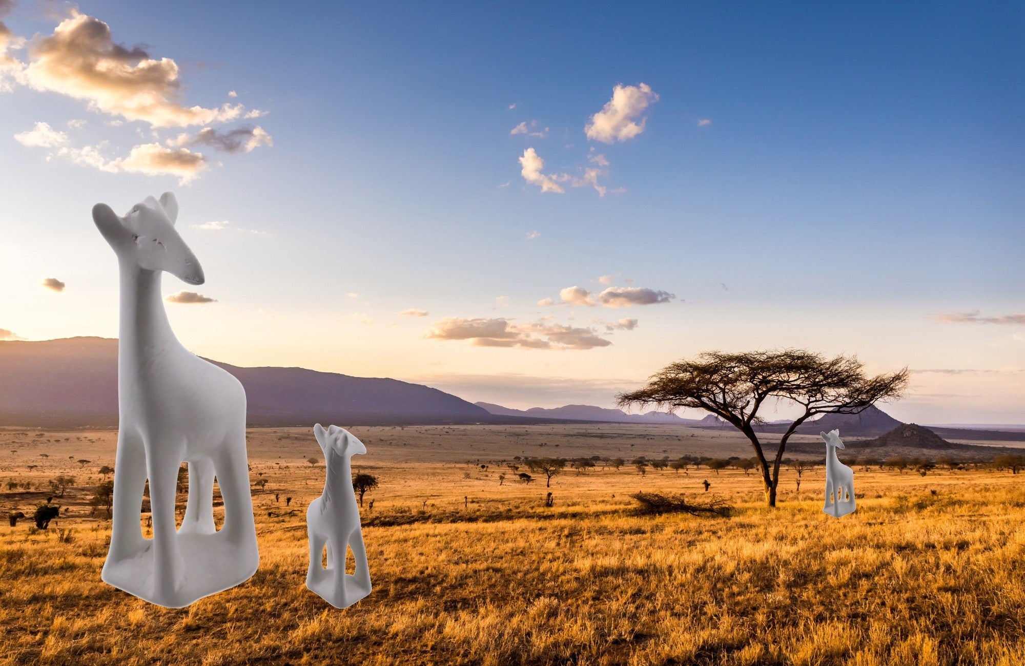 African Stone Giraffe Sculpture // 20cm and 10cm // Natural Stone Design + Storycard - FriendlyTradingCo