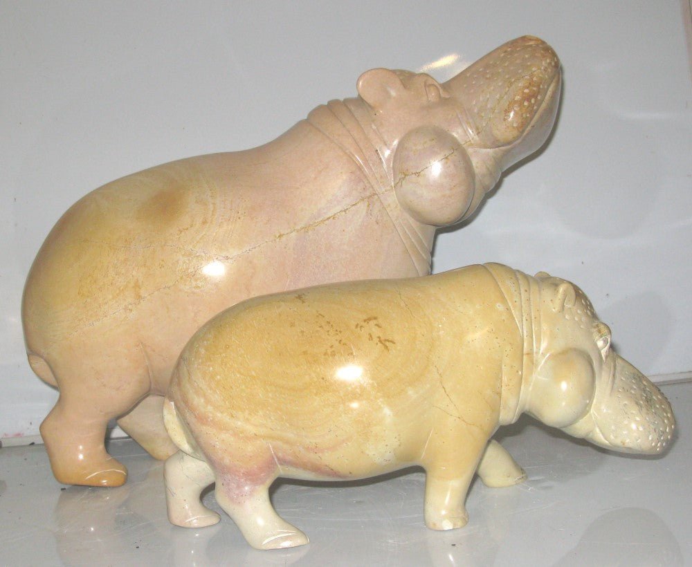African Stone Hippo Sculpture // 10 or 20cm // Handcrafted in Kenya // with Storycard - FriendlyTradingCo