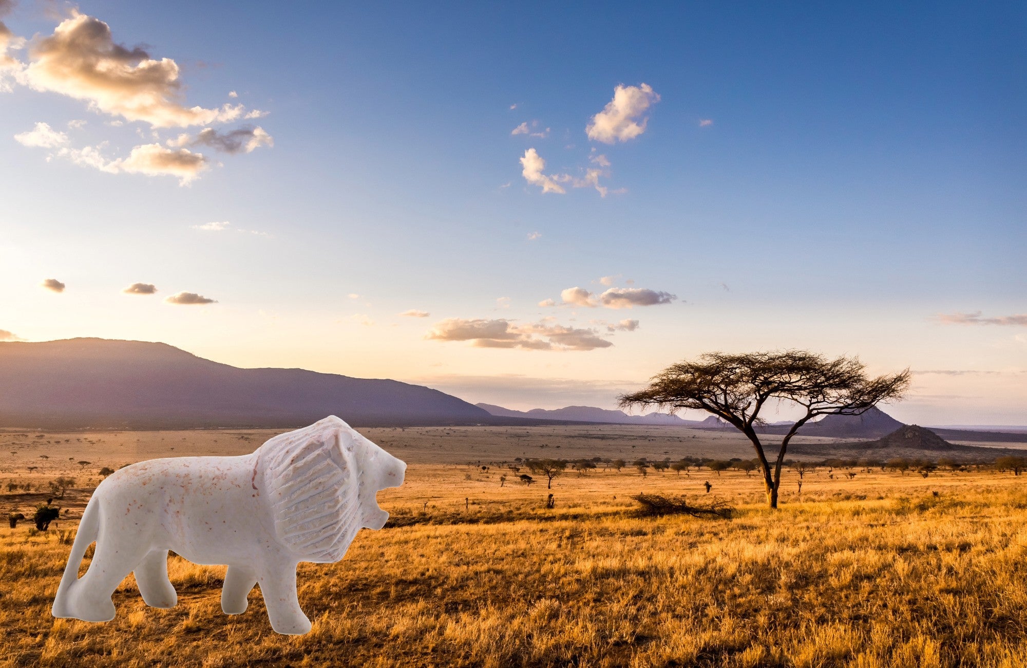 African Stone Lion Sculpture 20cm or 10 cm handcrafted in Africa - FriendlyTradingCo