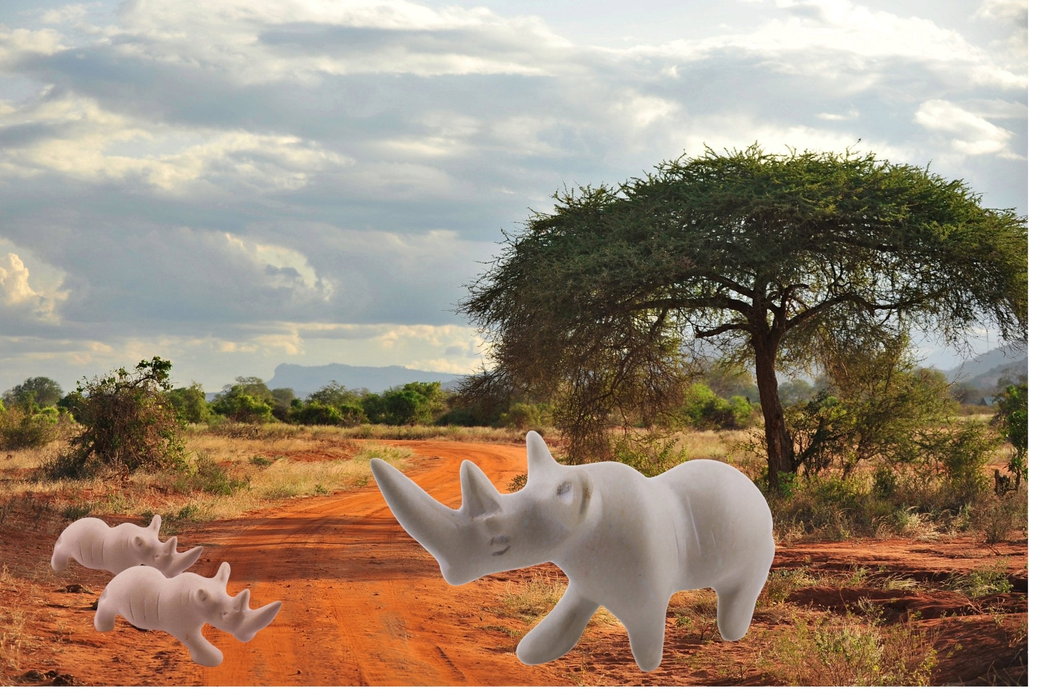 African Stone Rhino Sculpture // 20, 10 or 5 cm // Handcrafted - with storycard - FriendlyTradingCo