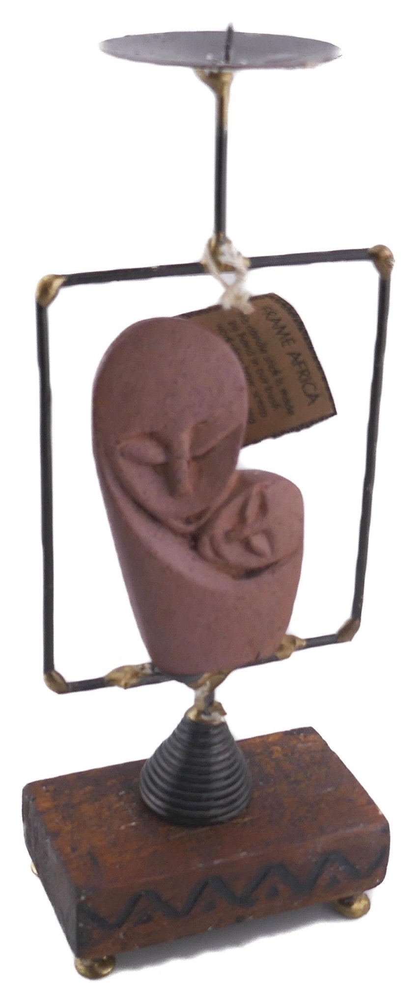 African Tea Light and Candle Holder // Mother & Child design // with Storycard - FriendlyTradingCo