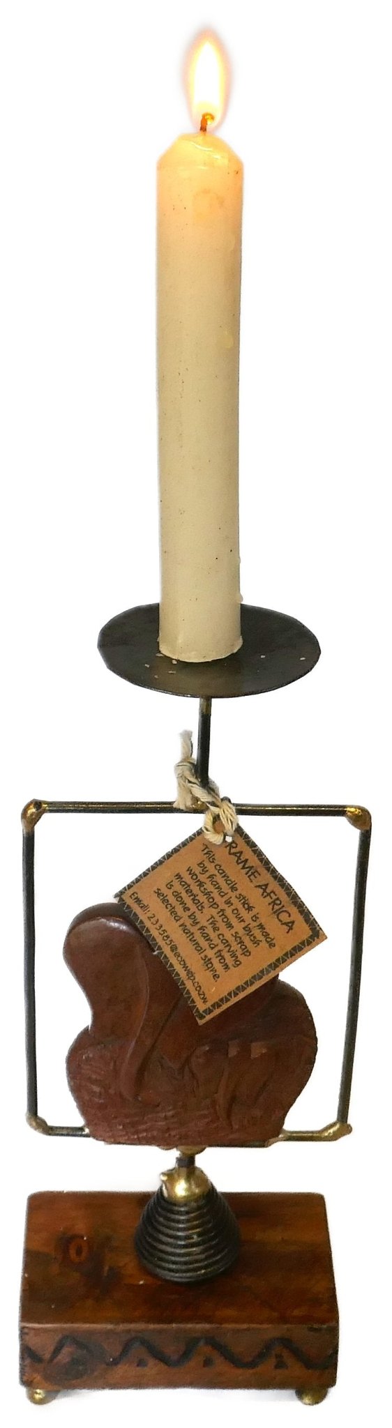 African Tealight and Candle Holder // Elephant and Calf // Handcrafted with Storycard - FriendlyTradingCo