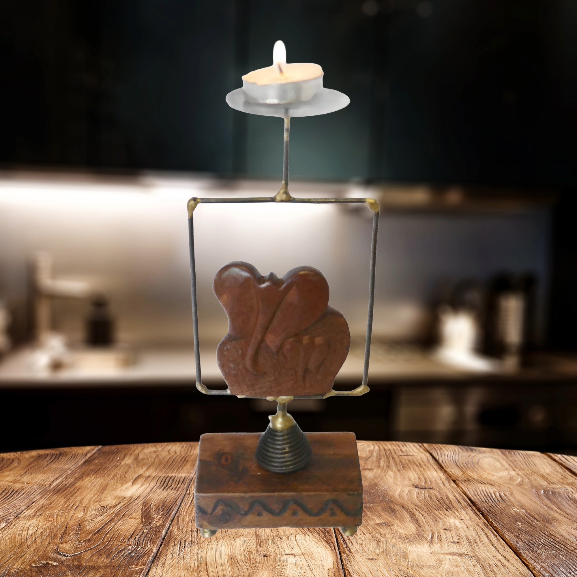 African Tealight and Candle Holder // Elephant and Calf // Handcrafted with Storycard - FriendlyTradingCo