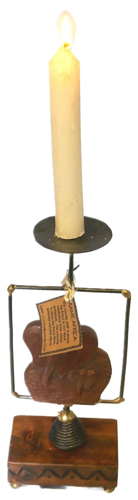 African Tealight and Candle Holder // Elephant and Calf // Handcrafted with Storycard - FriendlyTradingCo