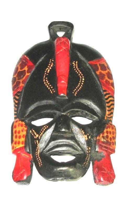 African Traditional Maasai Warrior Mask // Wooden Devil Mask // Passport Mask 12 cm // with Story - card - FriendlyTradingCo