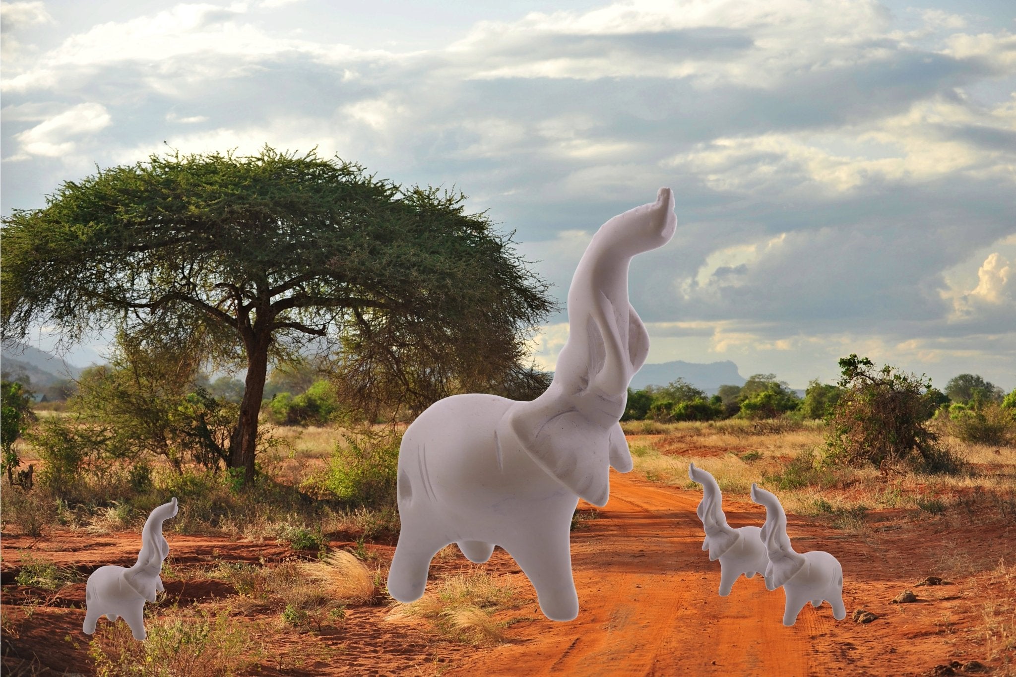 African Wild Animals in Soapstone // Lion Elephant Hippo Rhino // Small Figures 5cm with Storycard - FriendlyTradingCo