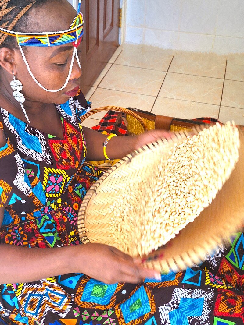 African Winnowing Reed Tray // Serving Basket 40 - 44 x 5 cm // Wall Decoration // Serving Platter Bread Snacks Fruit // Many designs - FriendlyTradingCo