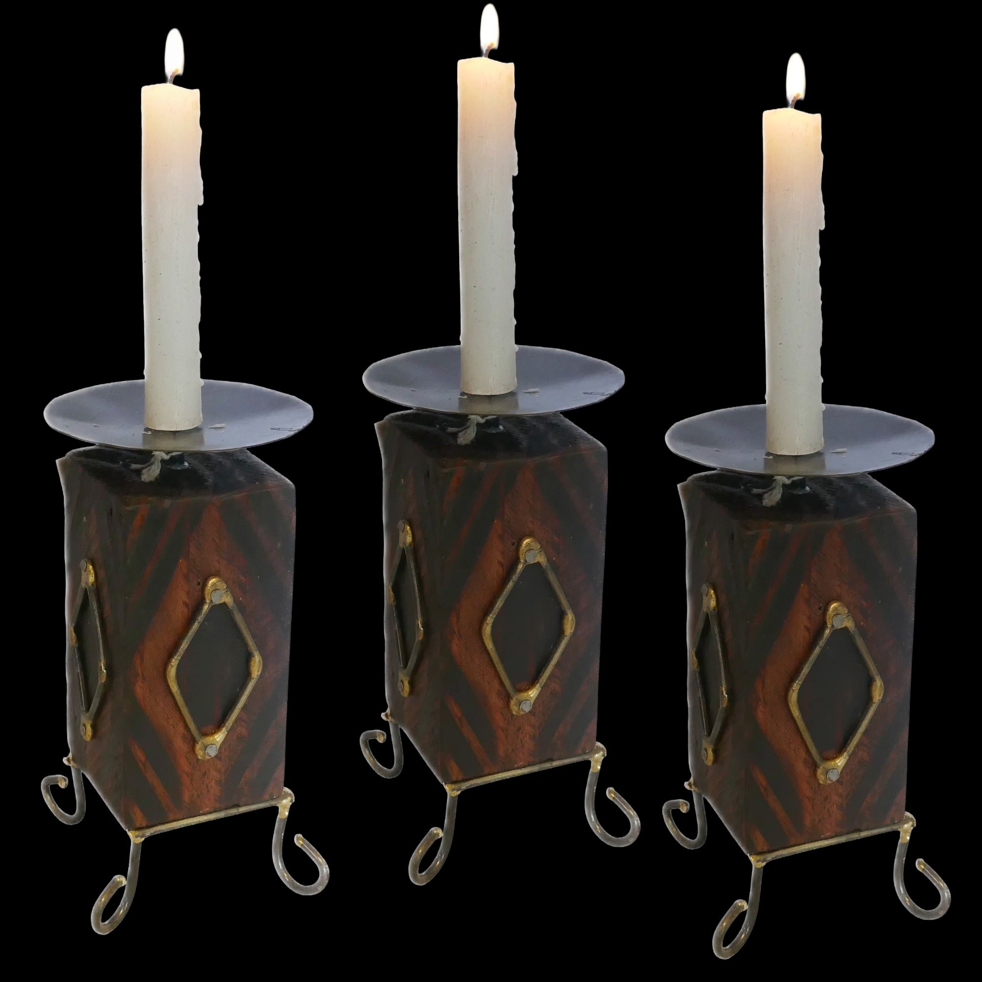 African Wood & Metal Tealight and Candle Holder // Handcrafted // 18 or 17 cm // with Story - card - FriendlyTradingCo